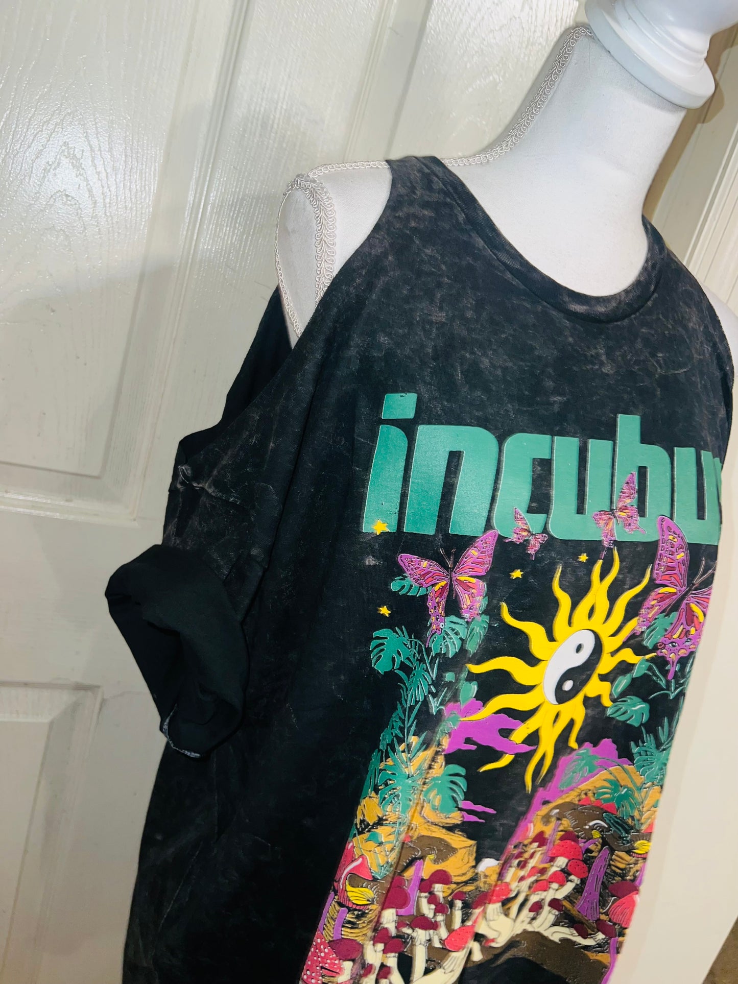 Incubus Oversized Distressed Cut Out Tee