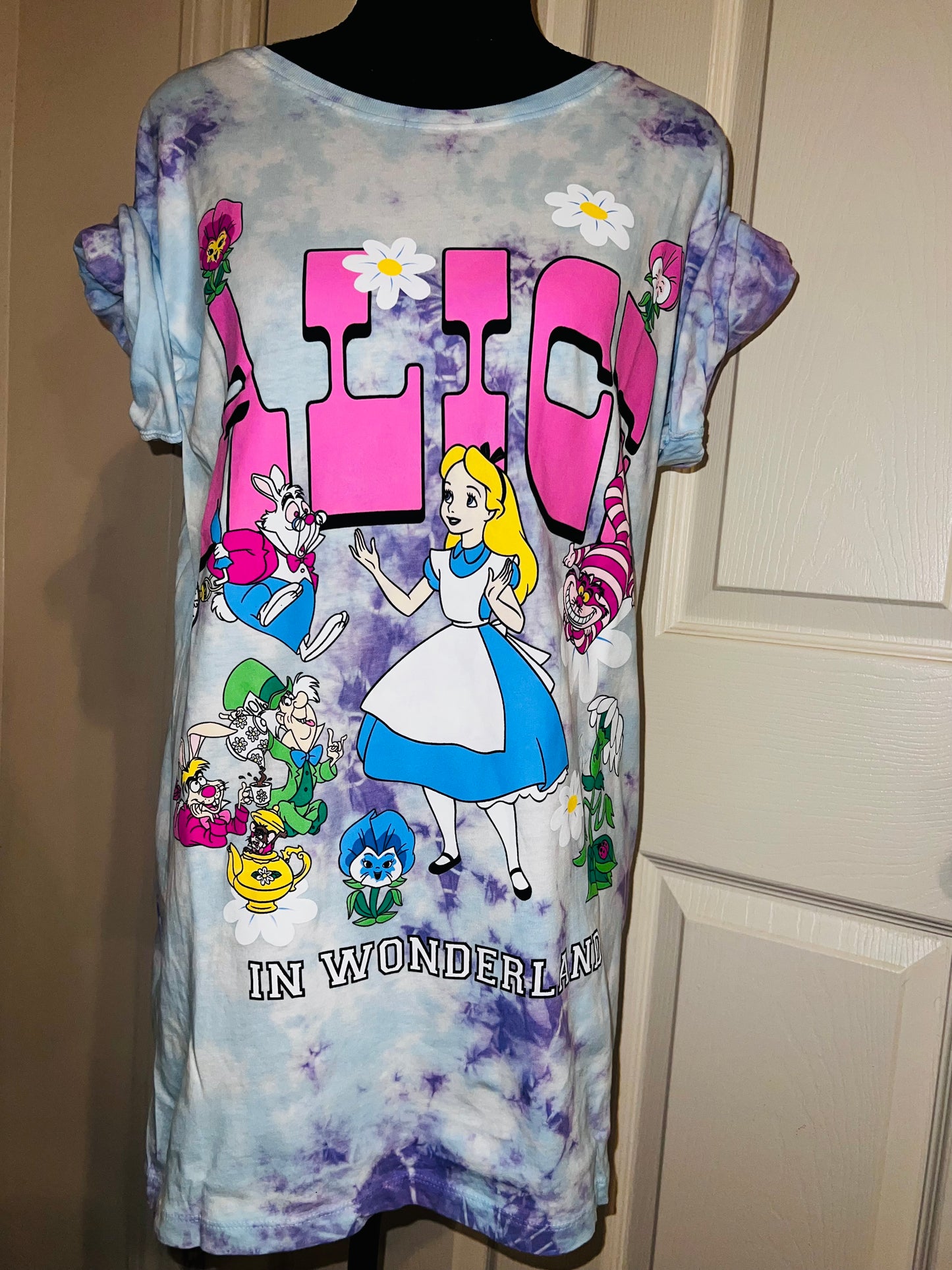 Alice in Wonderland Tie Dye Oversized Distressed Tee