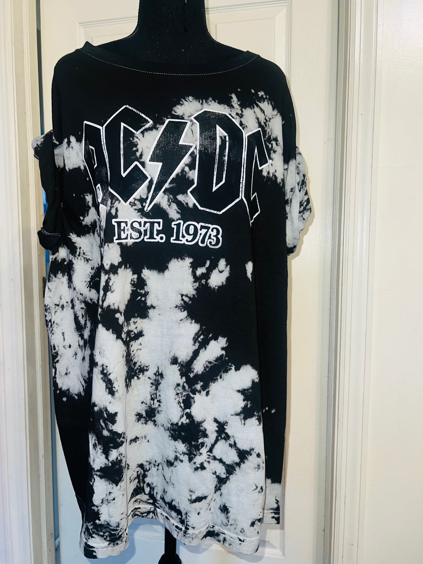 AC/DC Tie Dye Oversized Distressed Tee