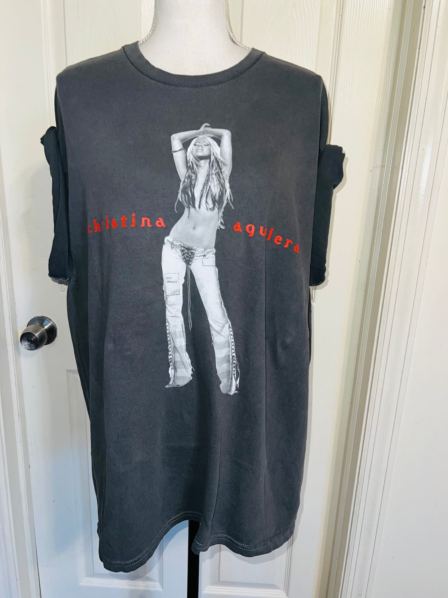 Christina Aguilera Oversized Distressed Tee