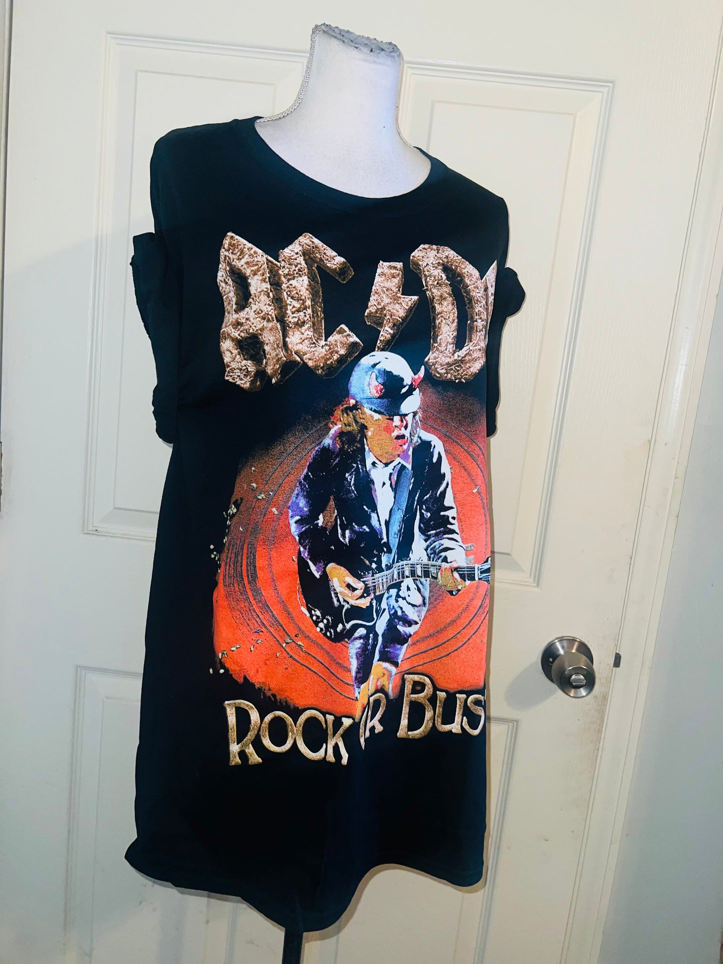 AC/DC Double Sided Oversized Distressed Tee
