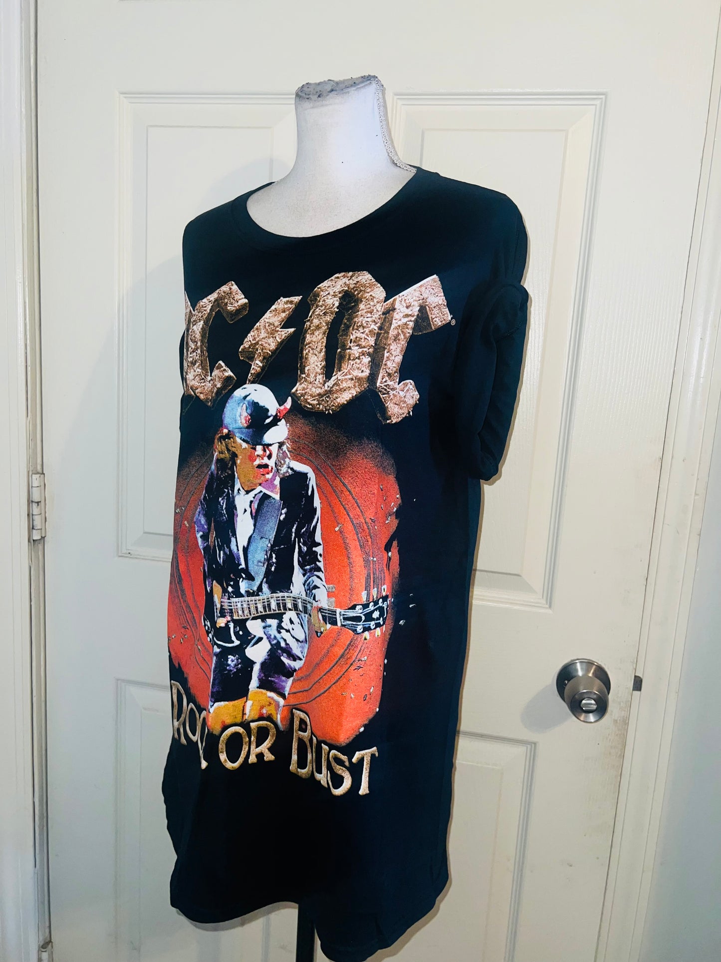 AC/DC Double Sided Oversized Distressed Tee