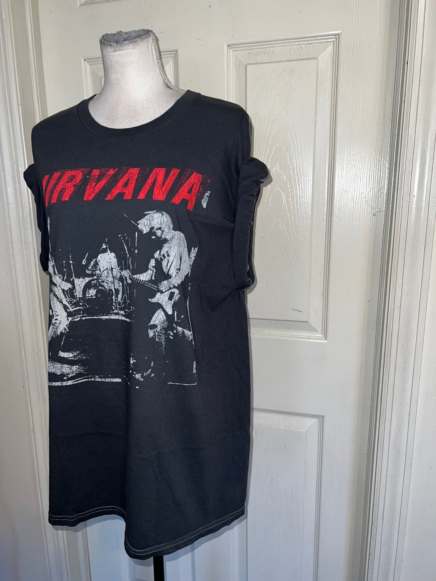 Nirvana Double Sided Oversized Distressed Tee