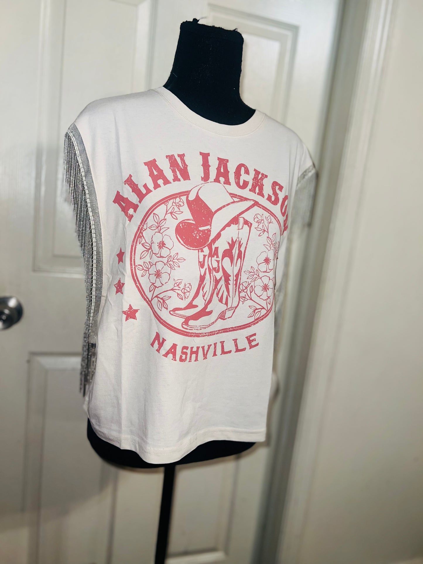 Alan Jackson Oversized Metal Fringe Muscle Tee