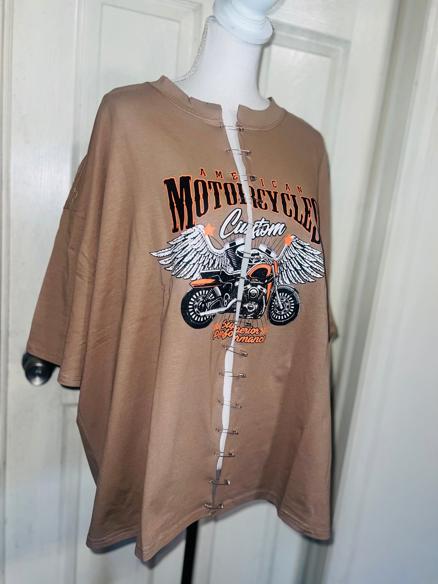 Motorcycle Split Distressed Oversized Tee