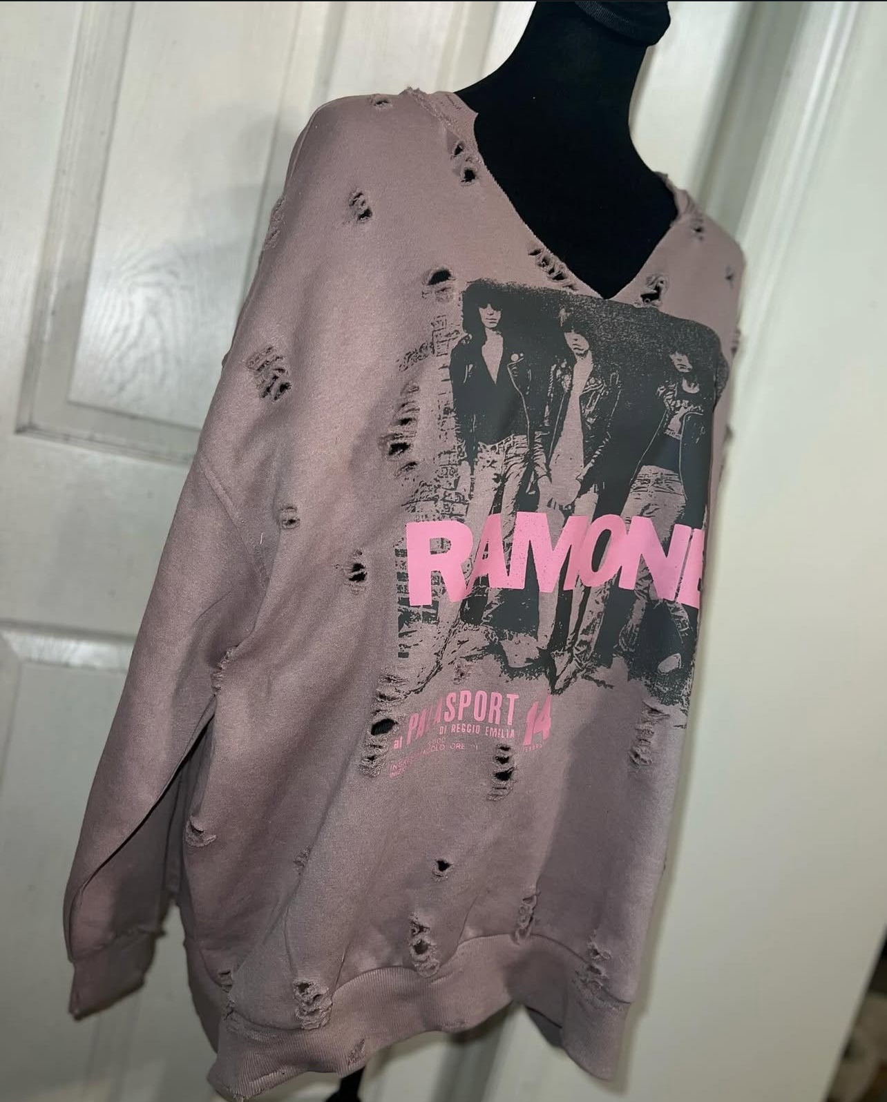The Ramones Oversized Distressed Sweatshirt