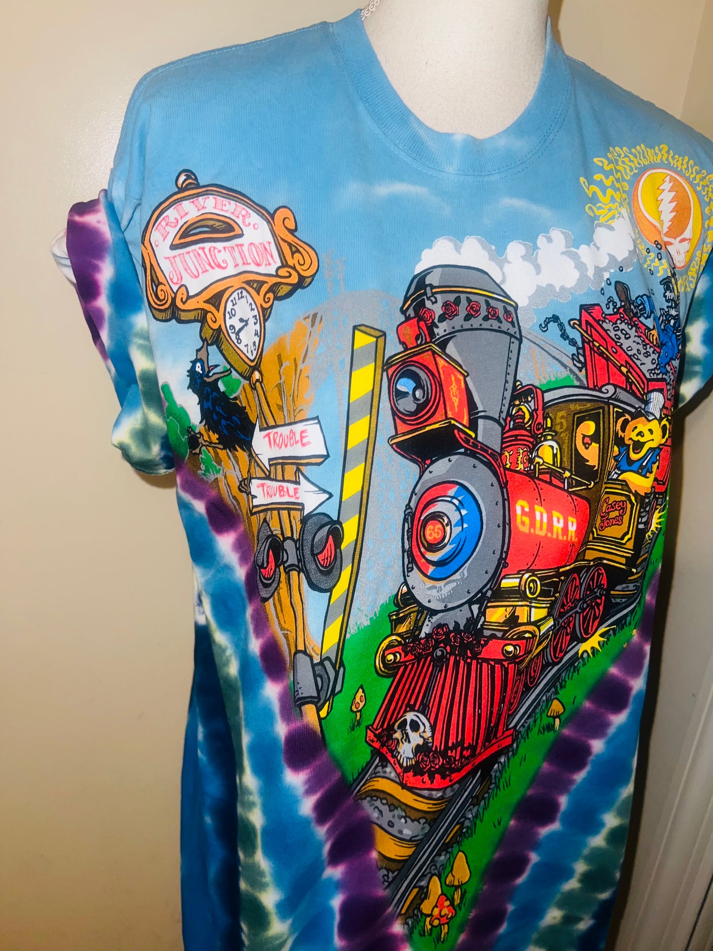 Grateful Dead Train Double Sided Oversized Distressed Tee