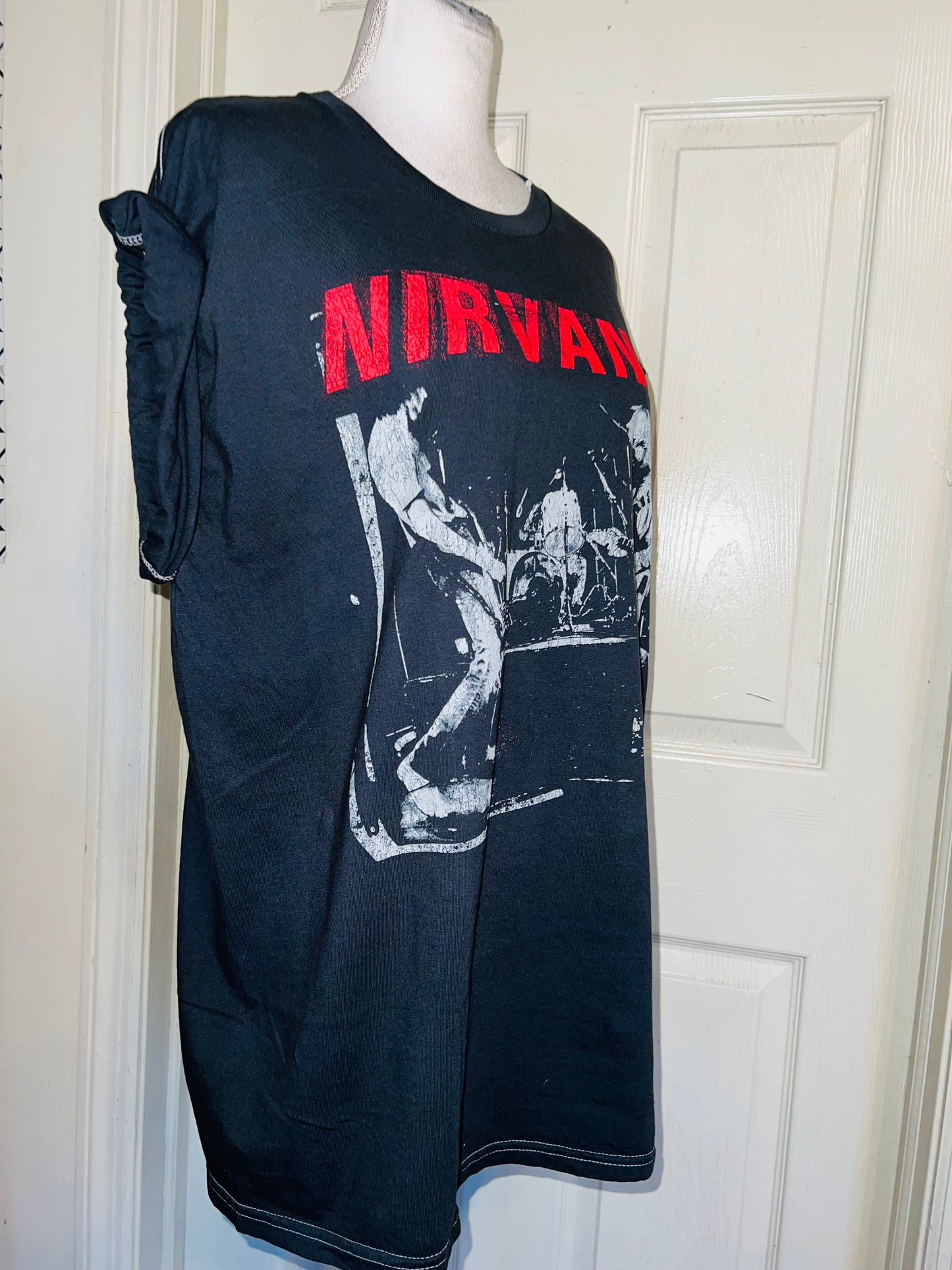 Nirvana Double Sided Oversized Distressed Tee