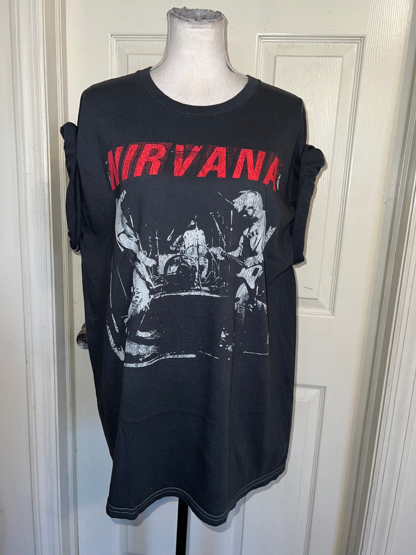 Nirvana Double Sided Oversized Distressed Tee