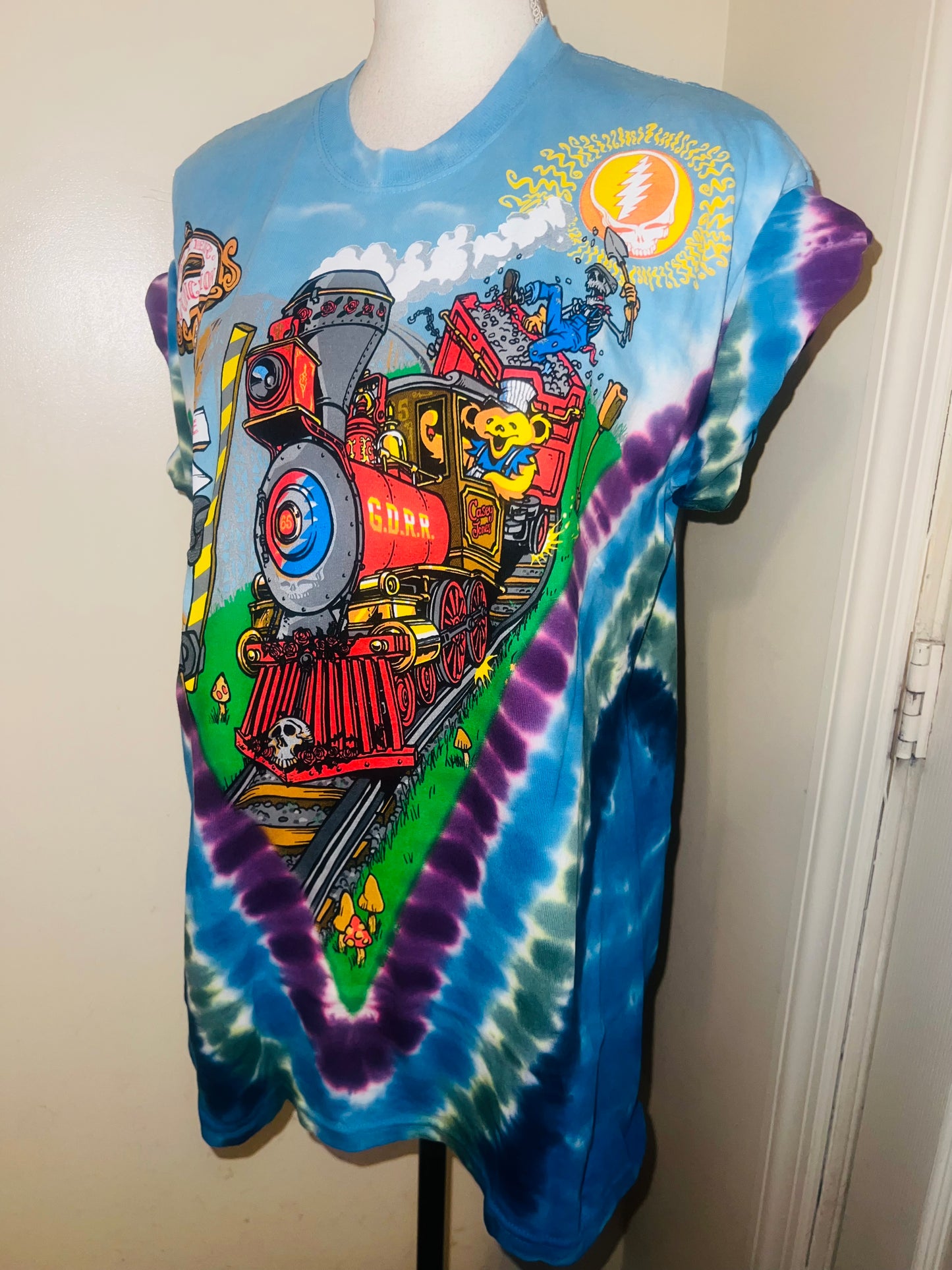 Grateful Dead Train Double Sided Oversized Distressed Tee