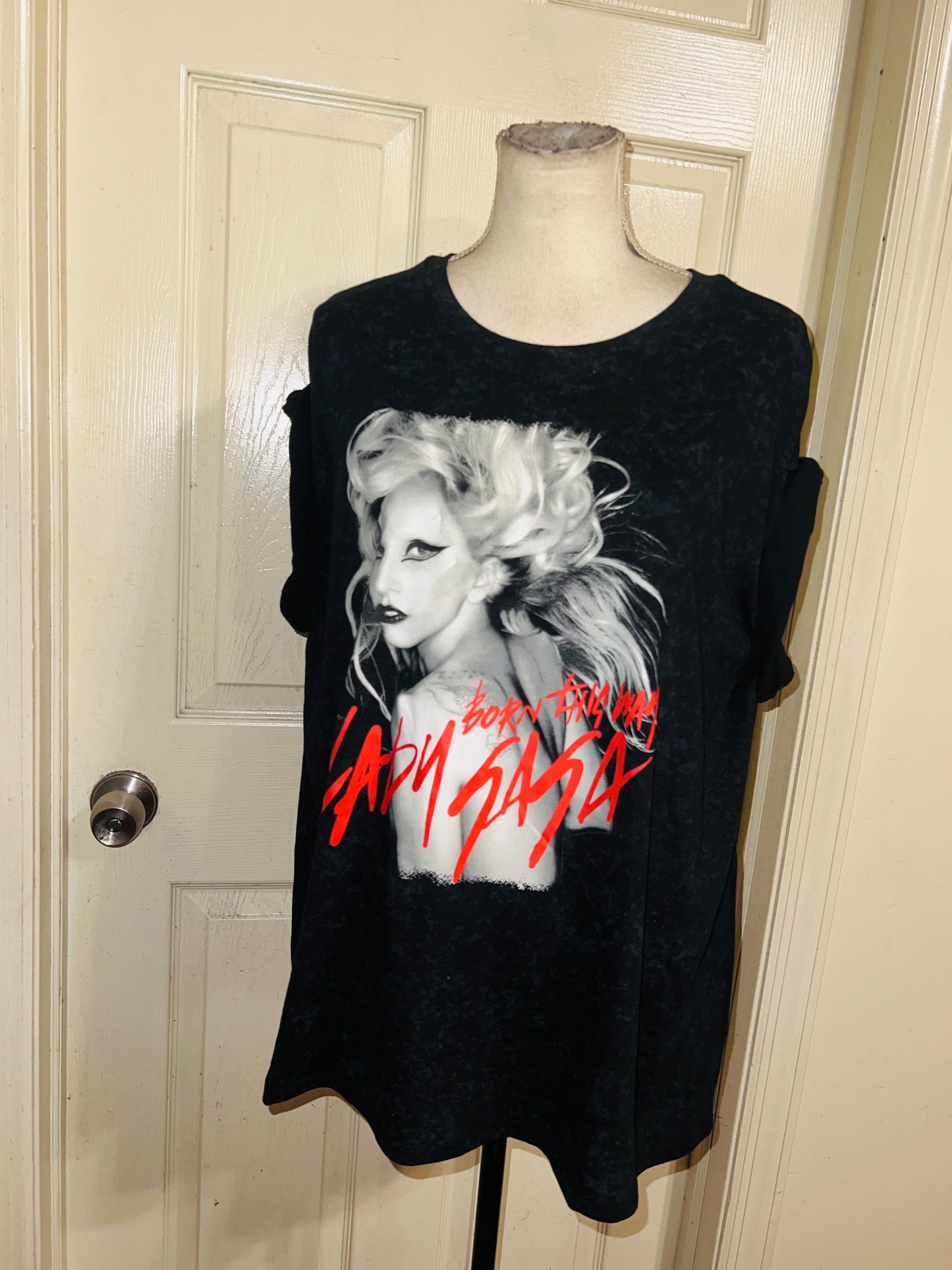 Lady Gaga Oversized Distressed Tee