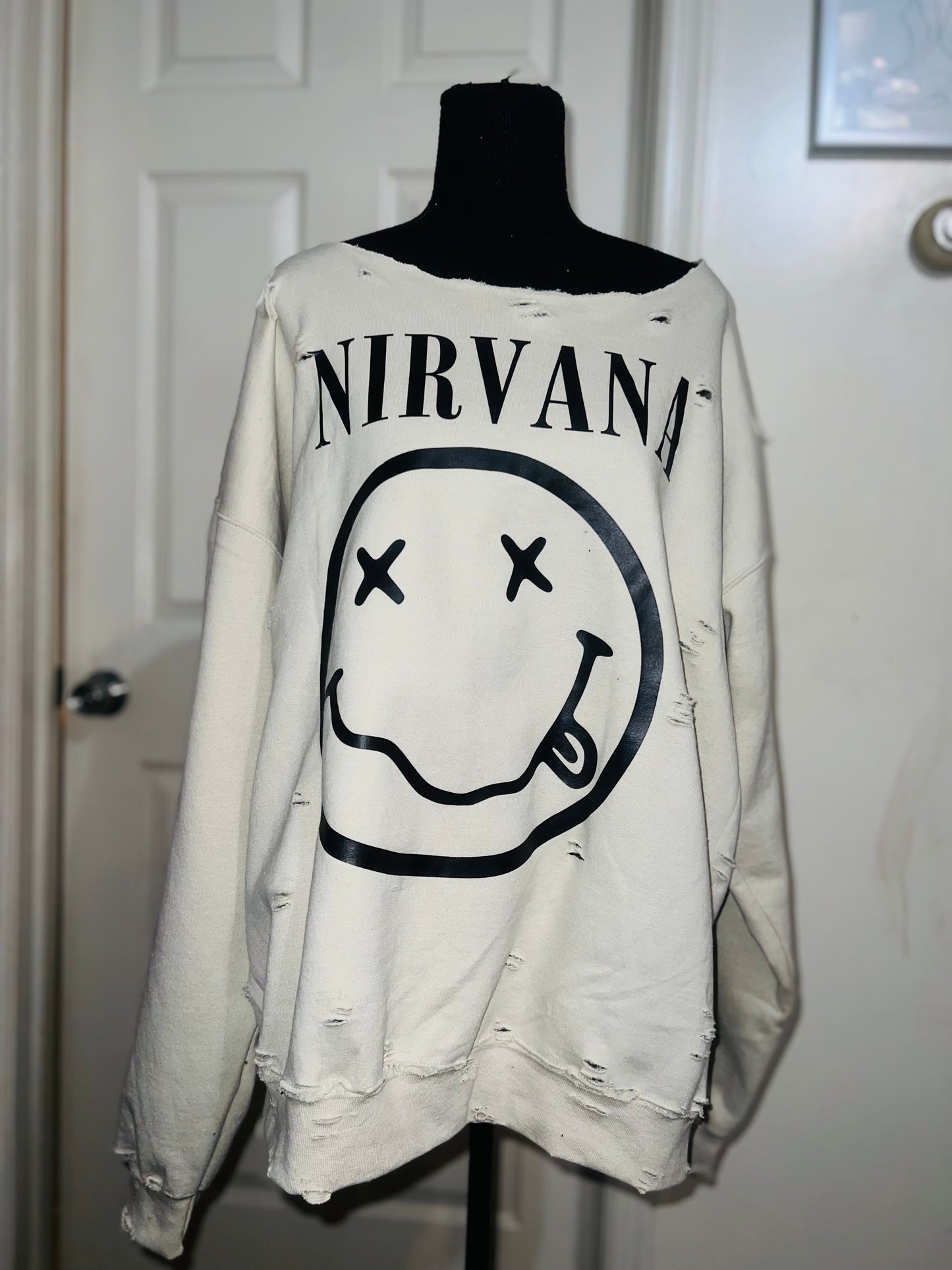 Nirvana Oversized Distressed Sweatshirt