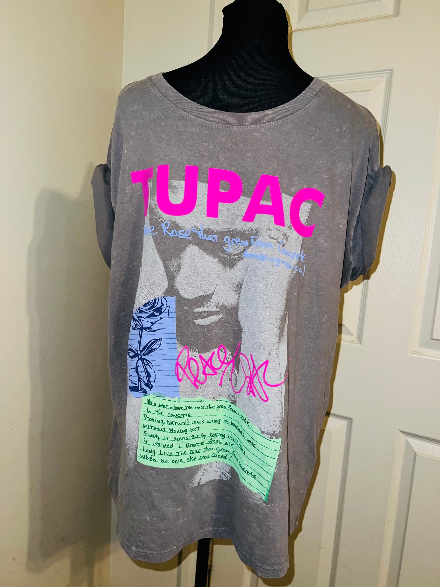 Tupac Double Sided Oversized Distressed Tee