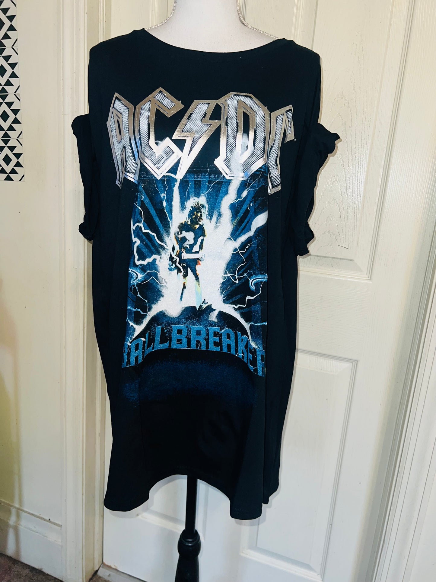 AC/DC Double Sided Oversized Distressed Tee