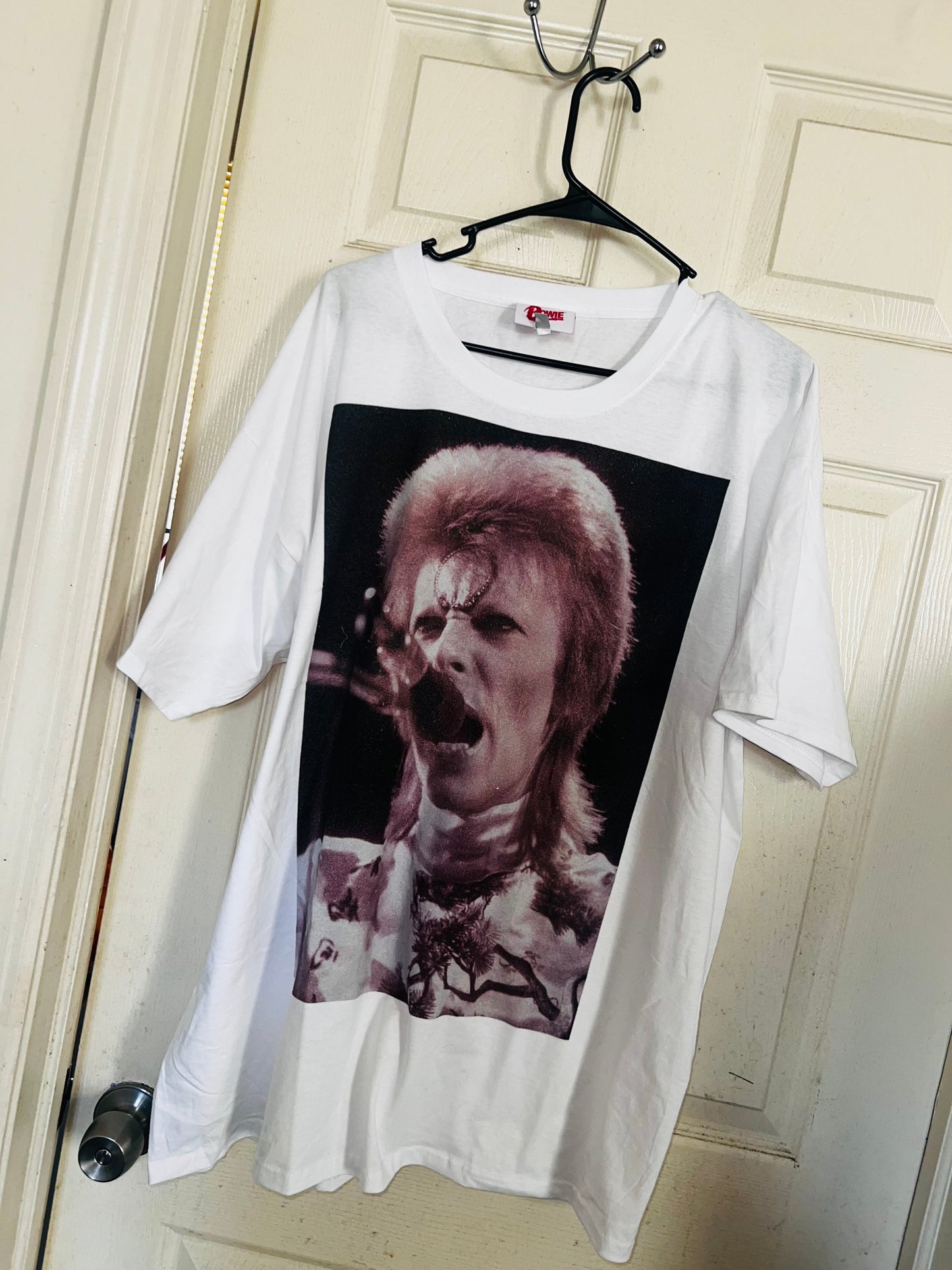 David Bowie Black & White Oversized Distressed Tee