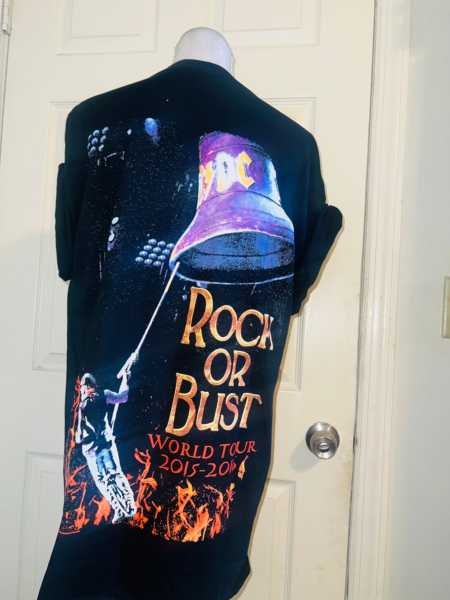 AC/DC Double Sided Oversized Distressed Tee