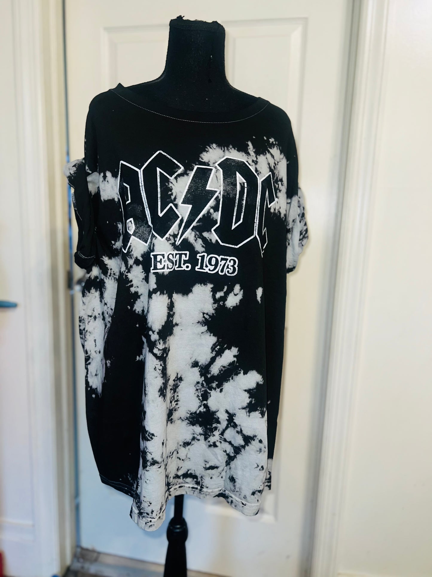 AC/DC Tie Dye Oversized Distressed Tee