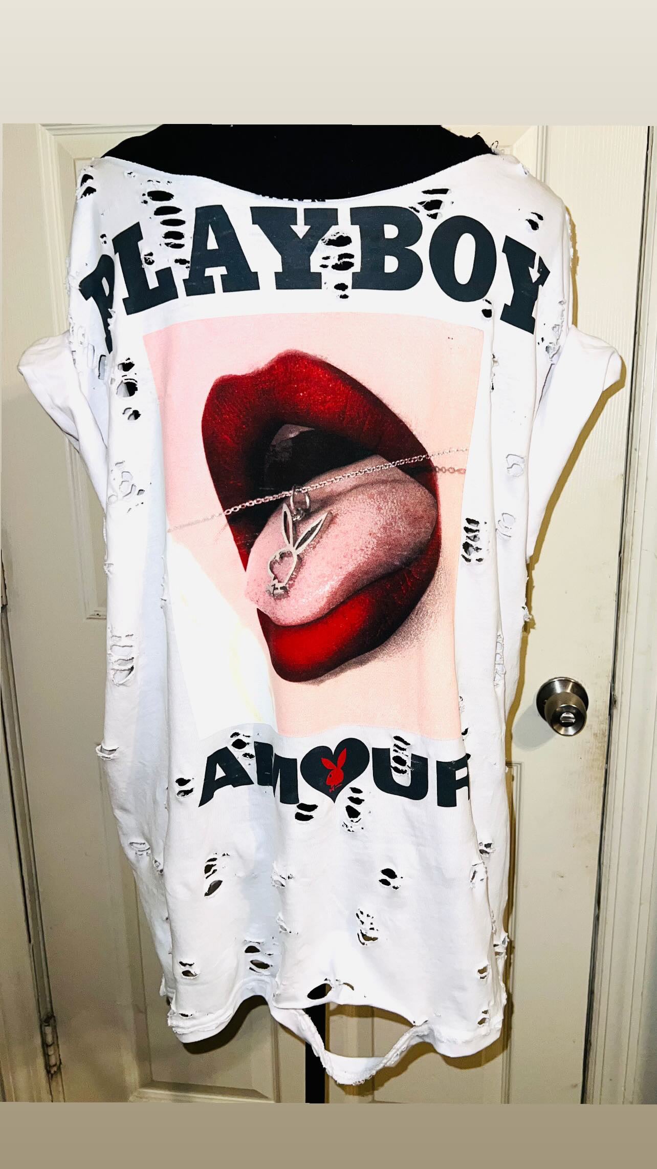 Playboy Double Sided Oversized Distressed Tee