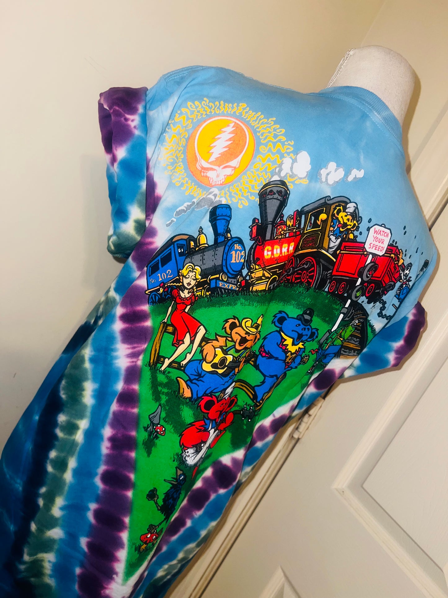 Grateful Dead Train Double Sided Oversized Distressed Tee