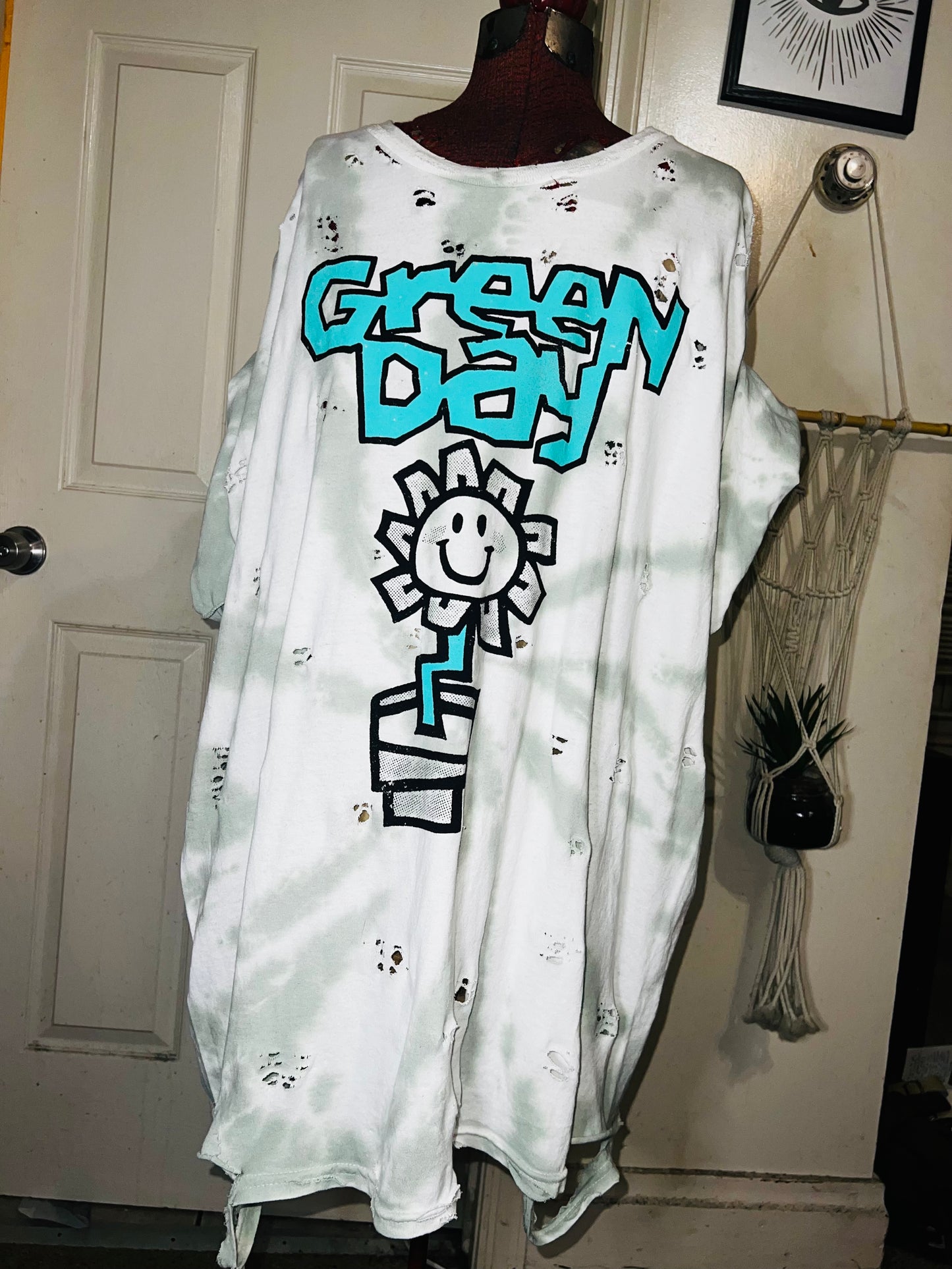 Green Day Tie Dye Double Sided Distressed Tee