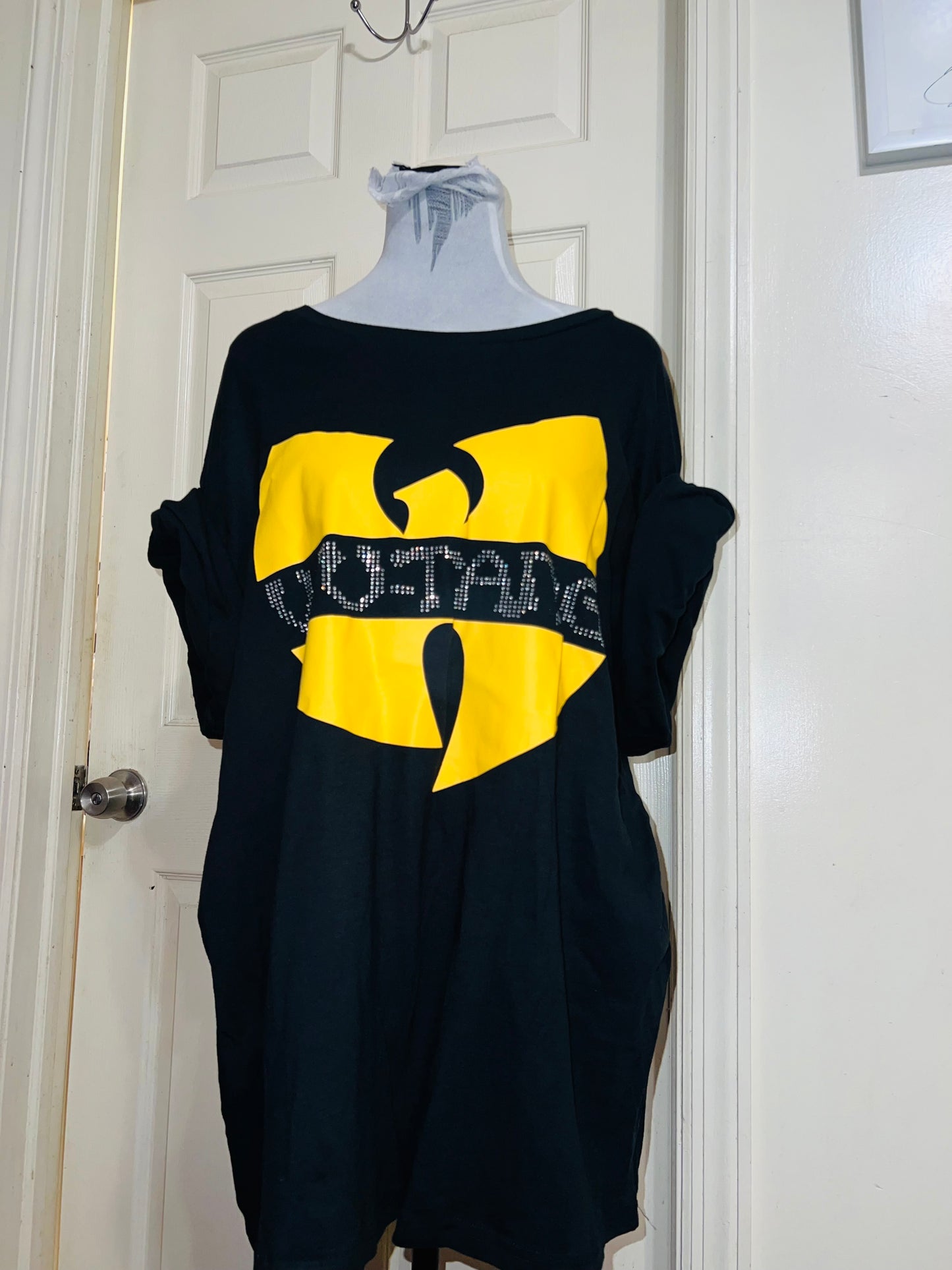 Wu-Tang Clan Rhinestone Oversized Distressed Tee