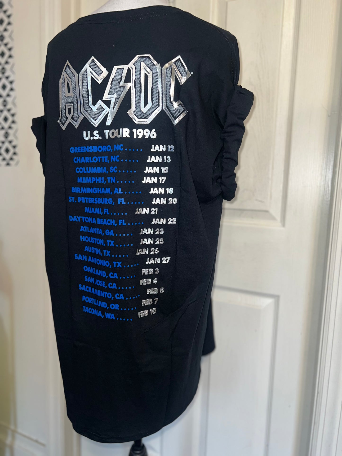 AC/DC Double Sided Oversized Distressed Tee