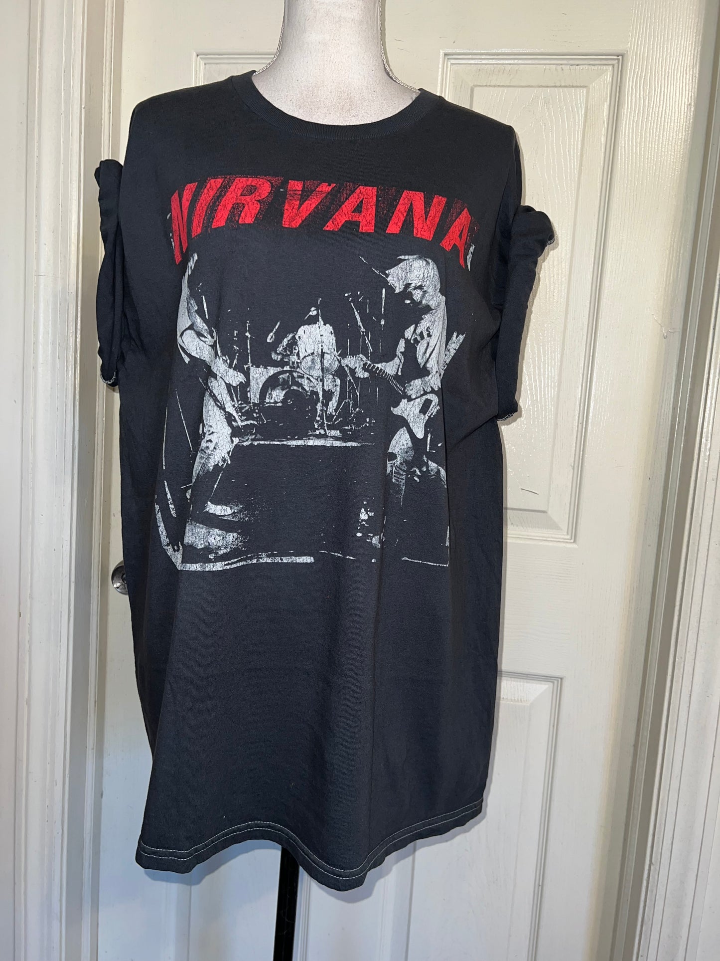 Nirvana Double Sided Oversized Distressed Tee