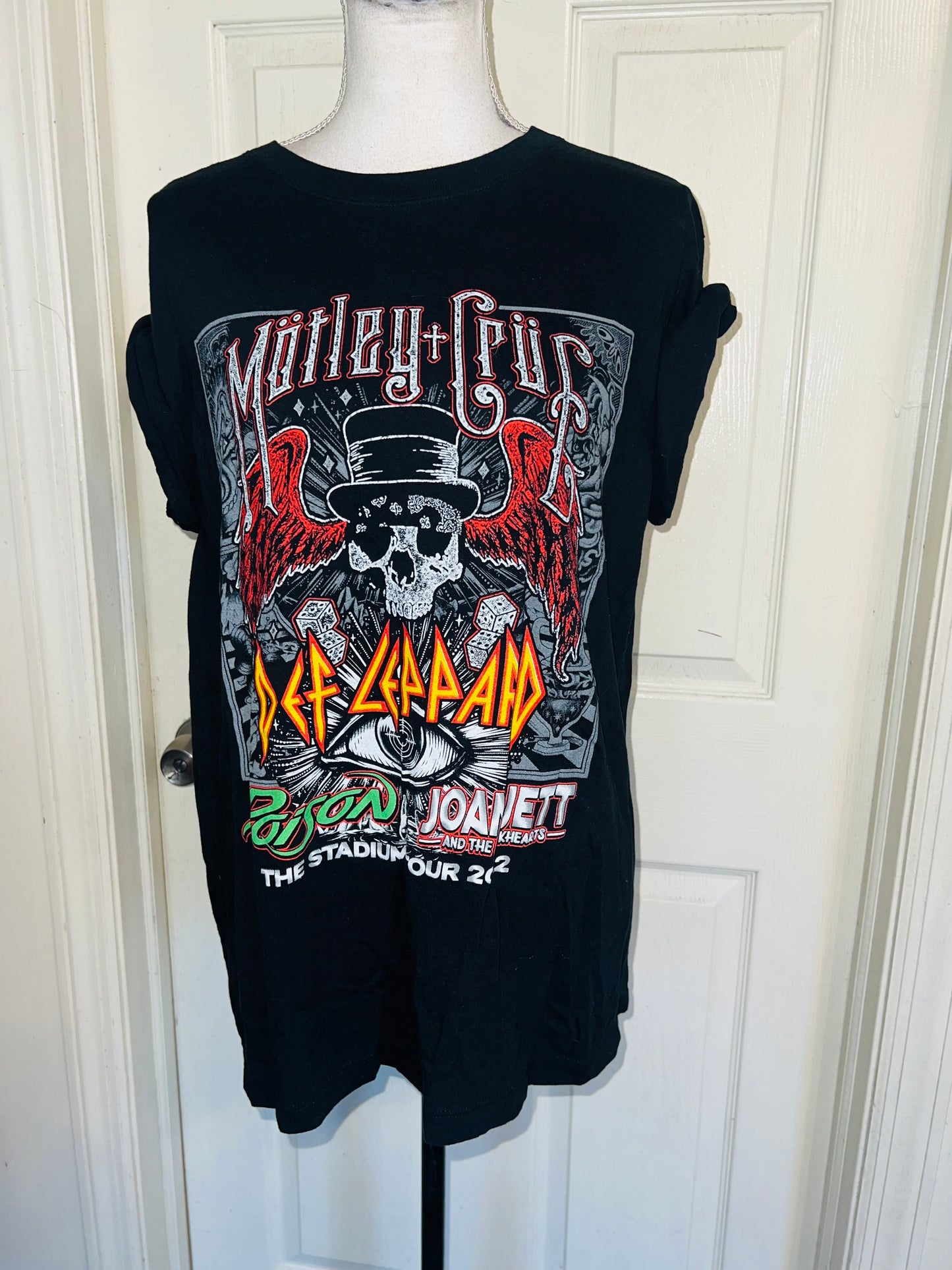 Motley Crue, Def Leppard, Poison, and Joan Jett Double Sided Oversized Tee