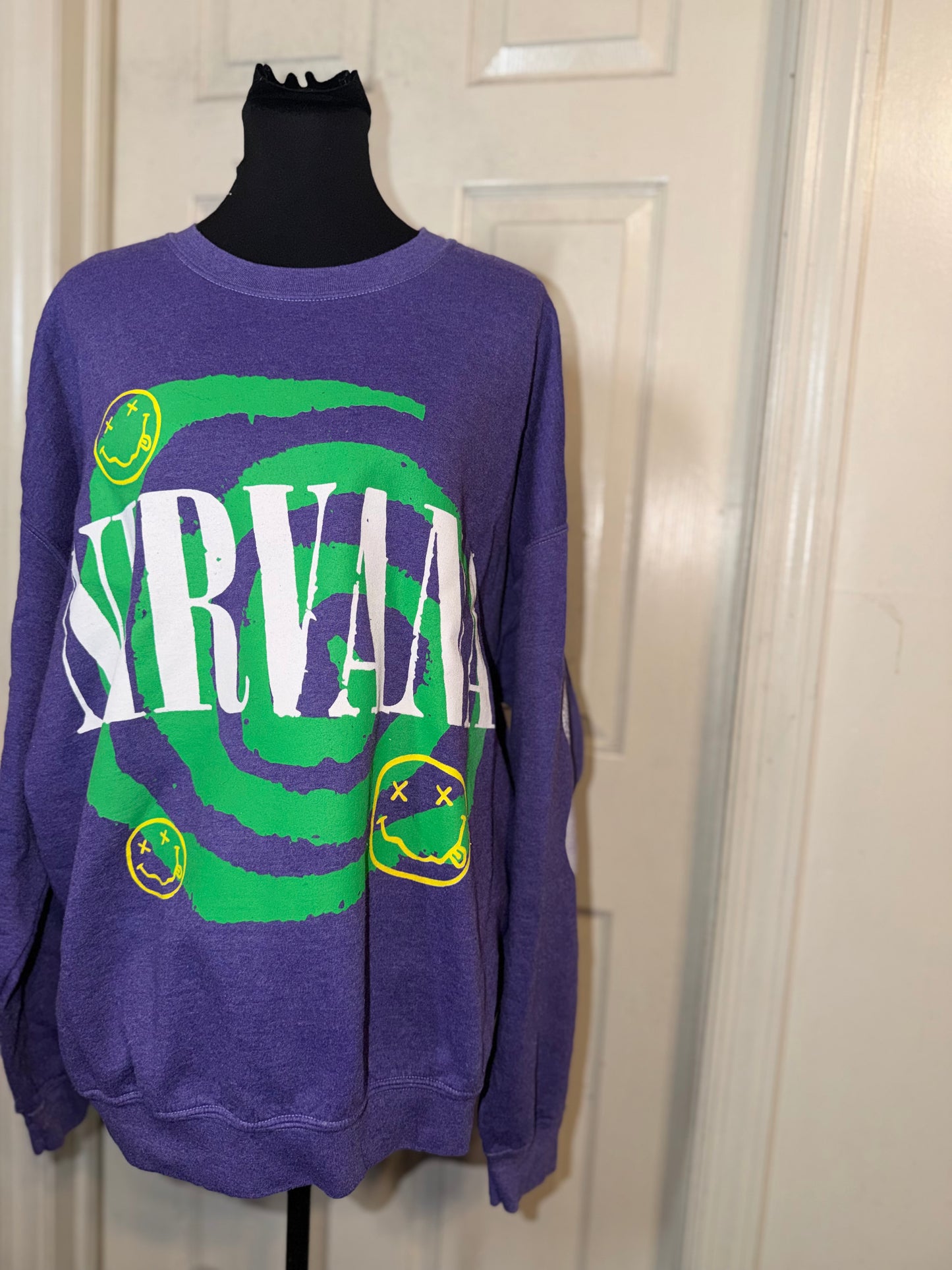 Nirvana Double Sided Oversized Distressed Sweatshirt