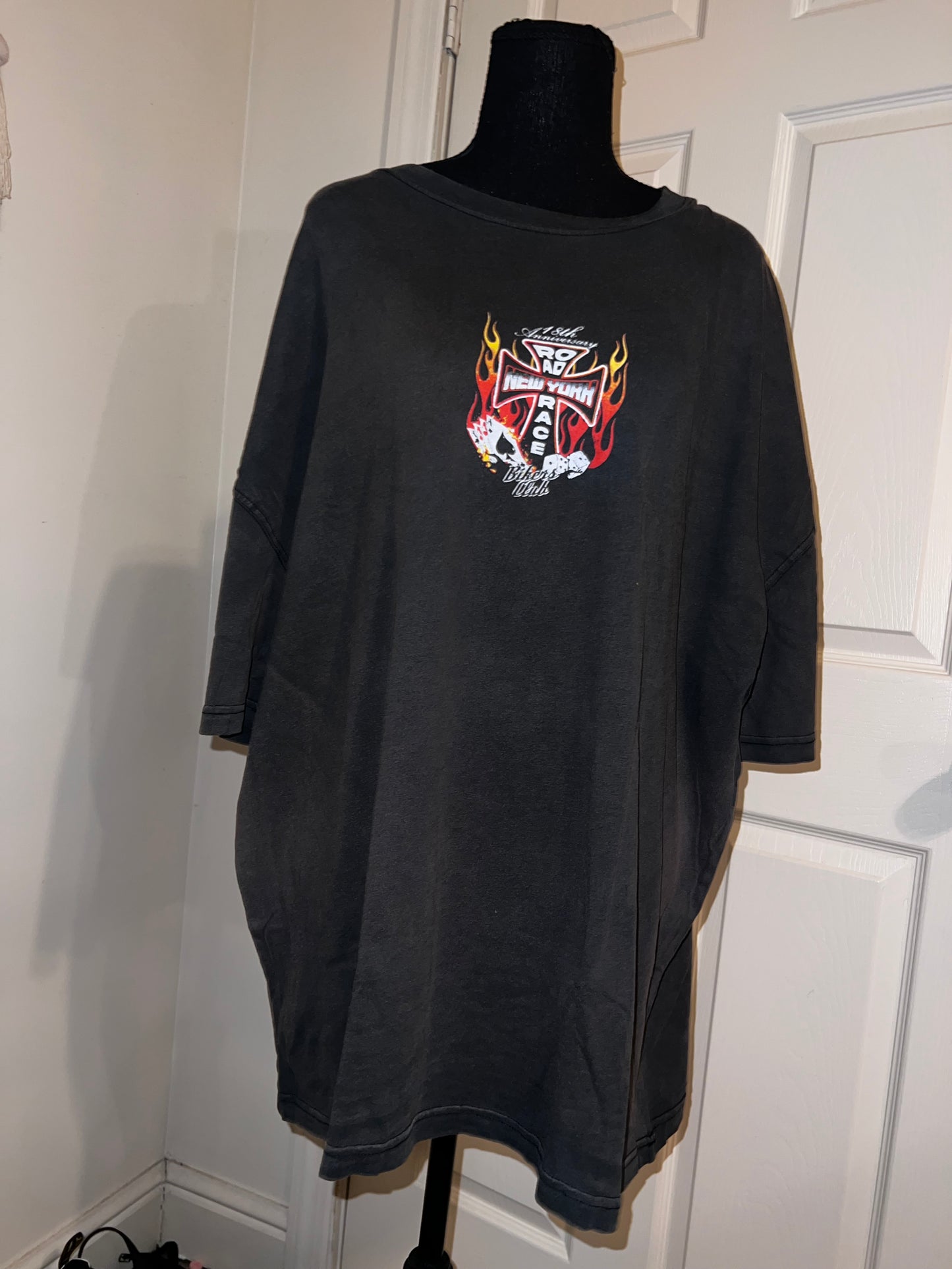 Bikers Club Road Race 18th Anniversary Vintage Oversized Distressed Tee