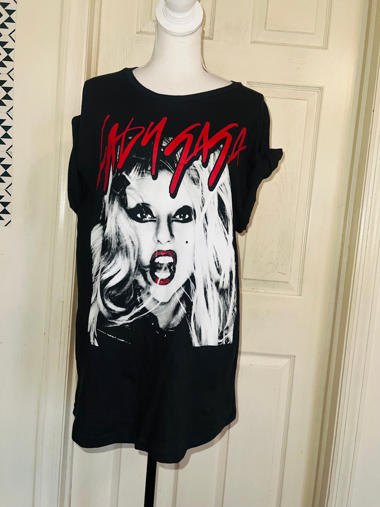 Lady Gaga Oversized Distressed Tee