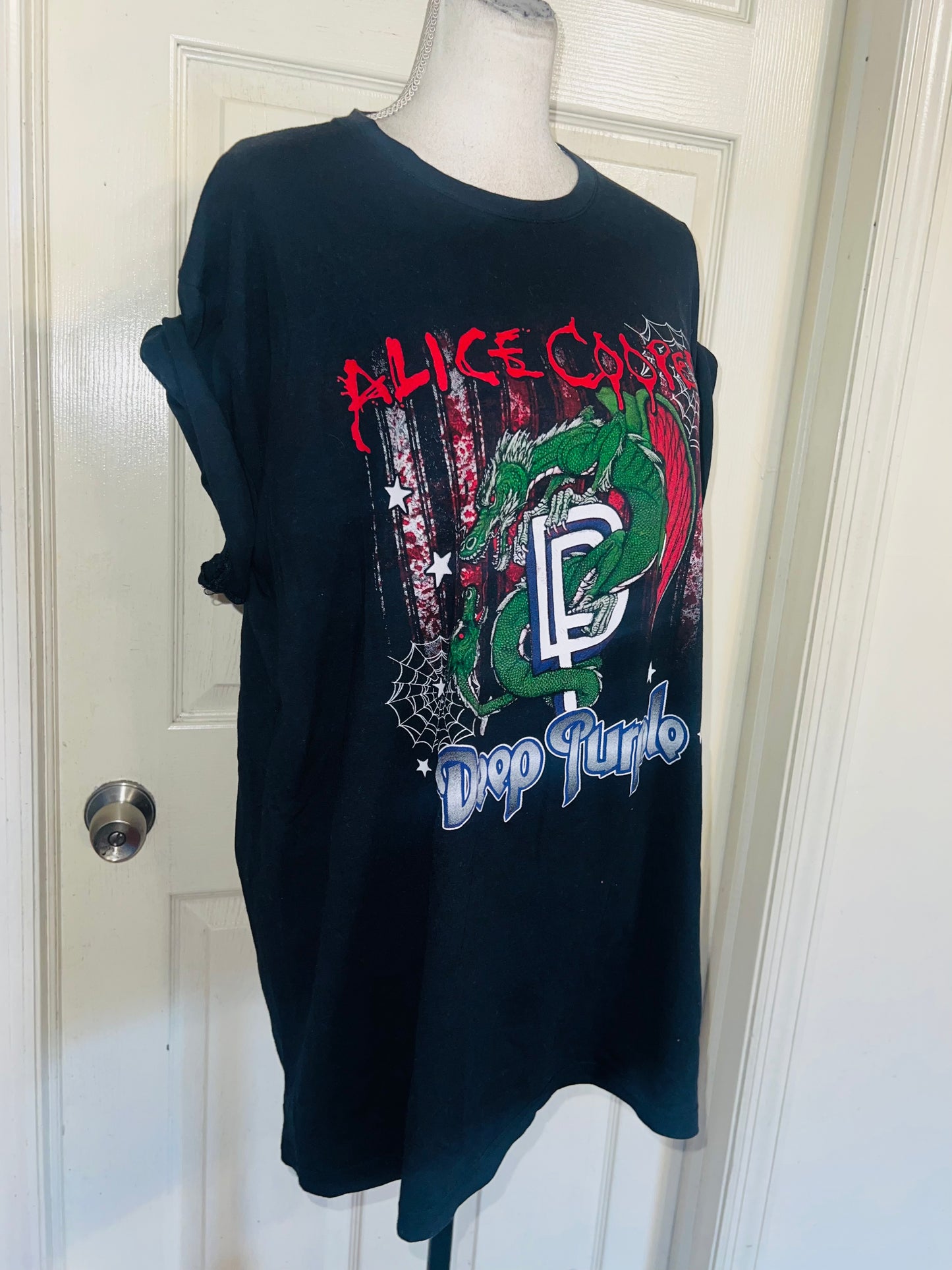Alice Cooper and Deep Purple Double Sided Oversized Distressed Tee