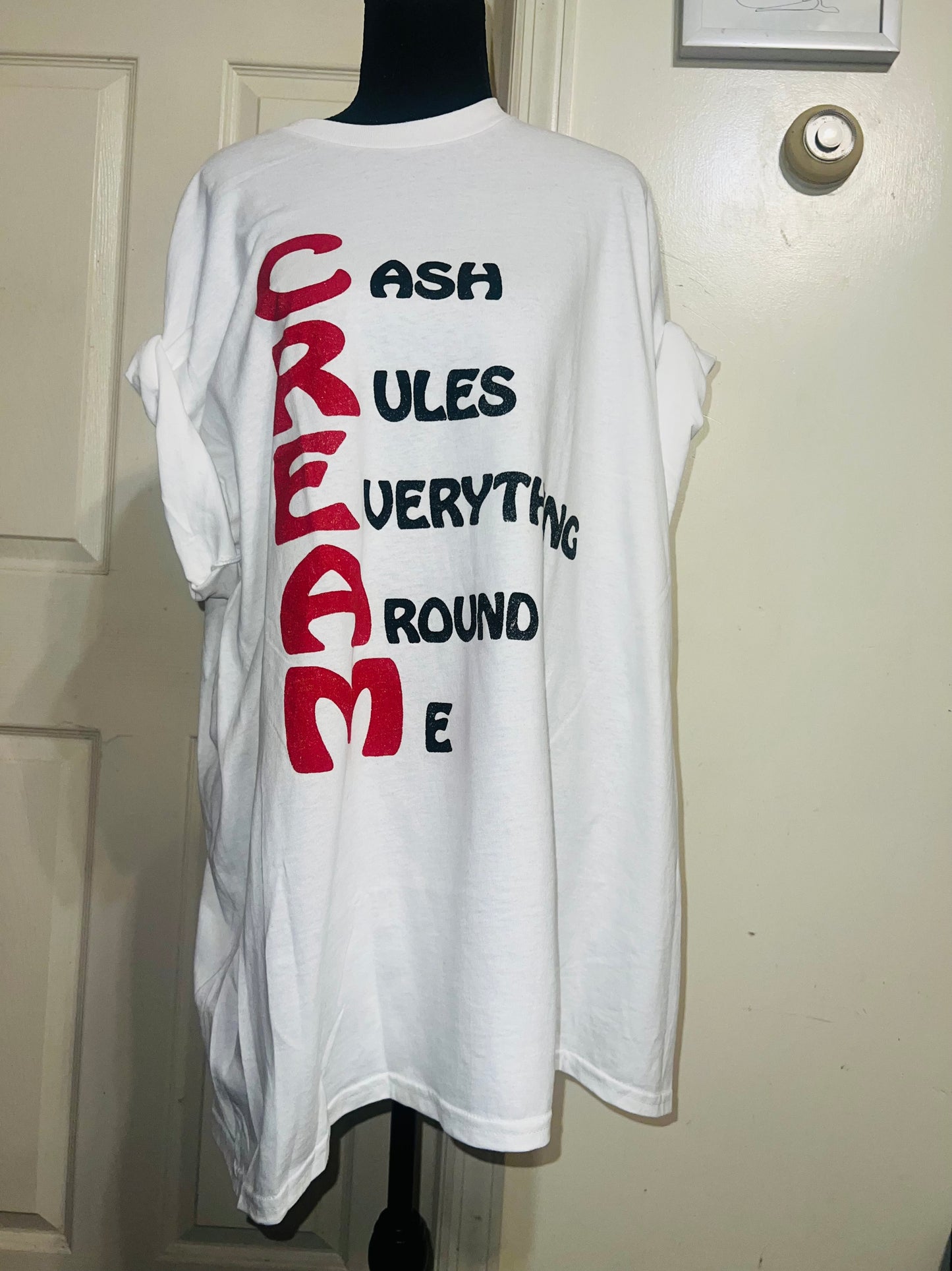 Wu-Tang CREAM Oversized Distressed Tee