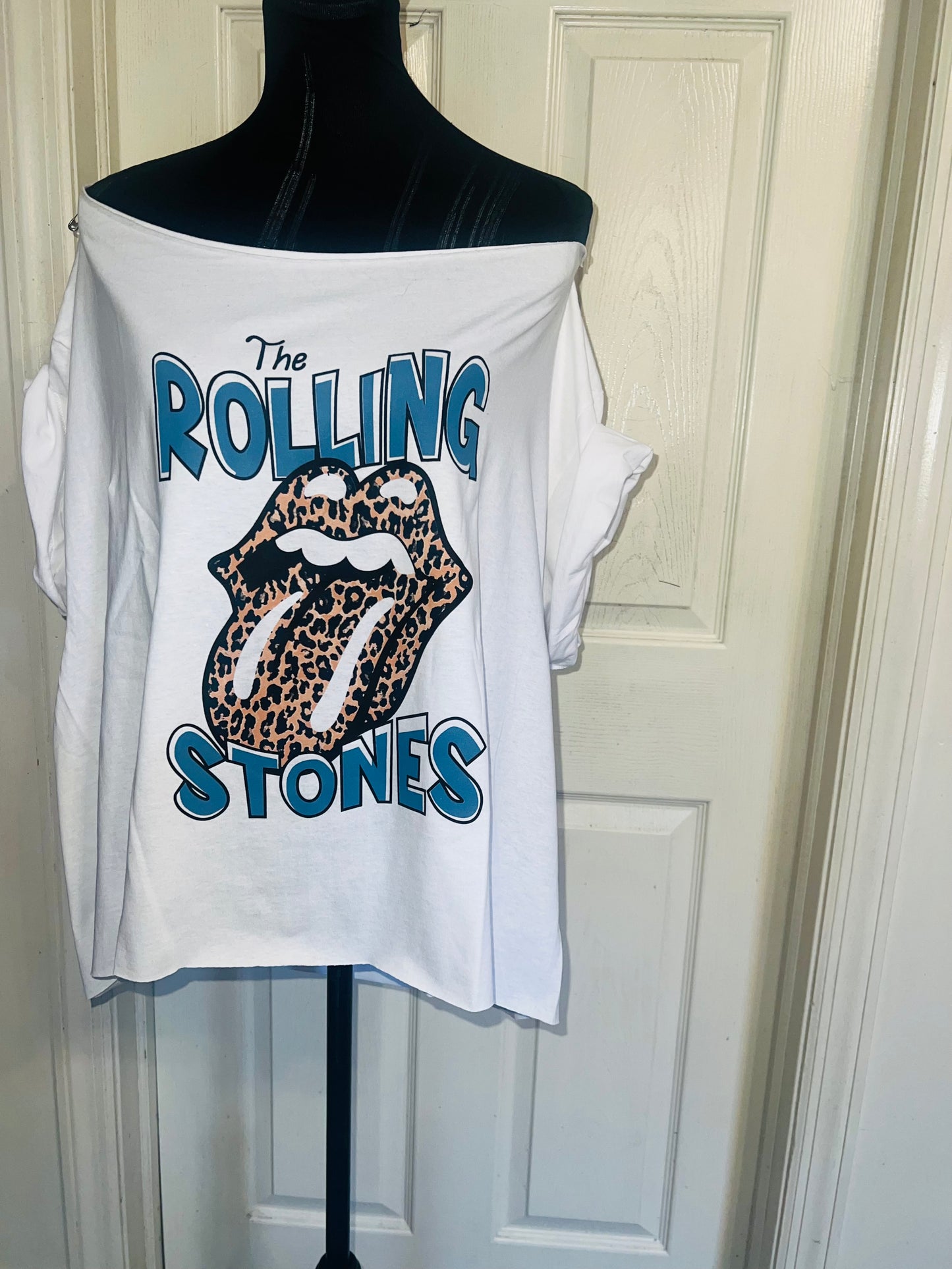 Rolling Stones Off The Shoulder Oversized Distressed Tee