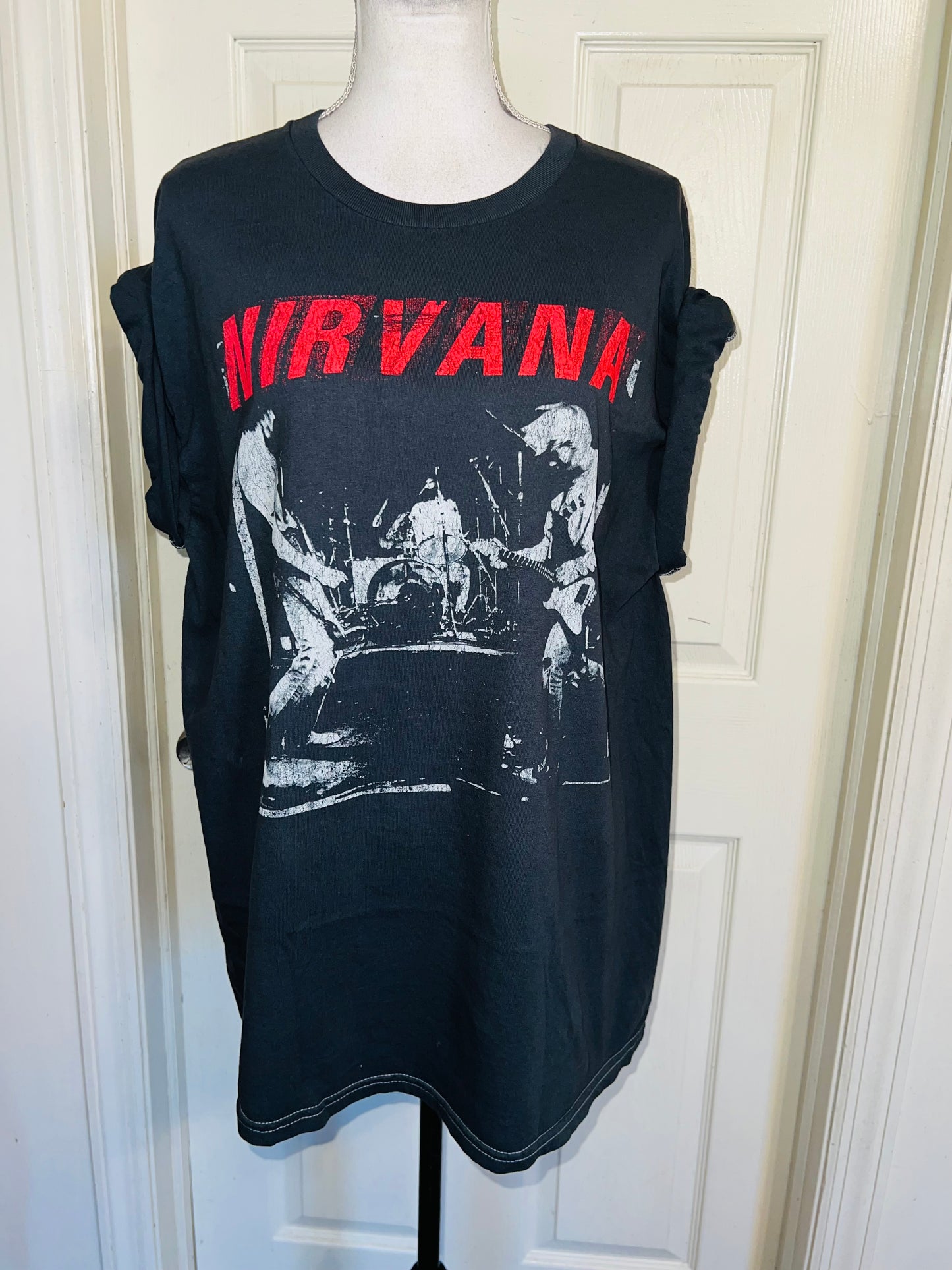Nirvana Double Sided Oversized Distressed Tee