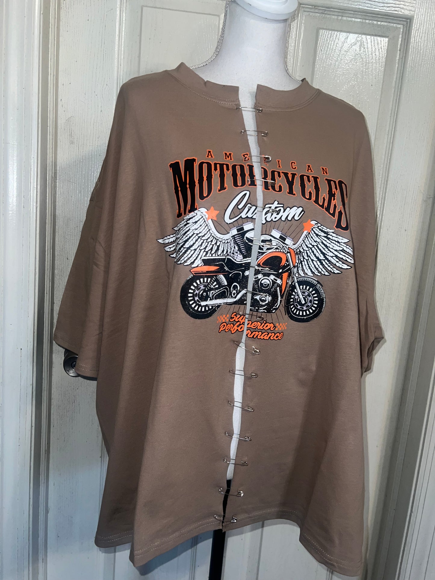 Motorcycle Split Distressed Oversized Tee