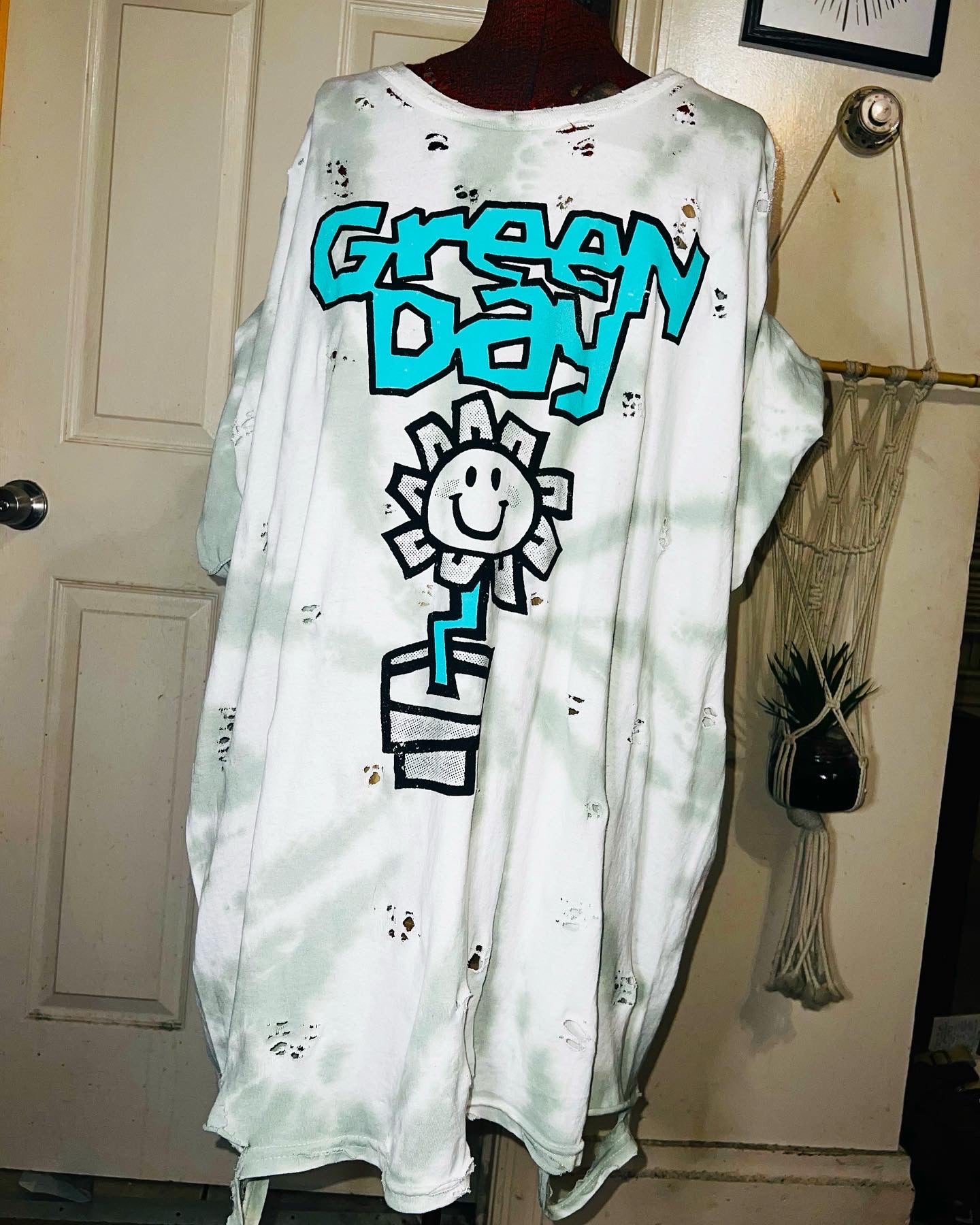 Green Day Tie Dye Double Sided Distressed Tee