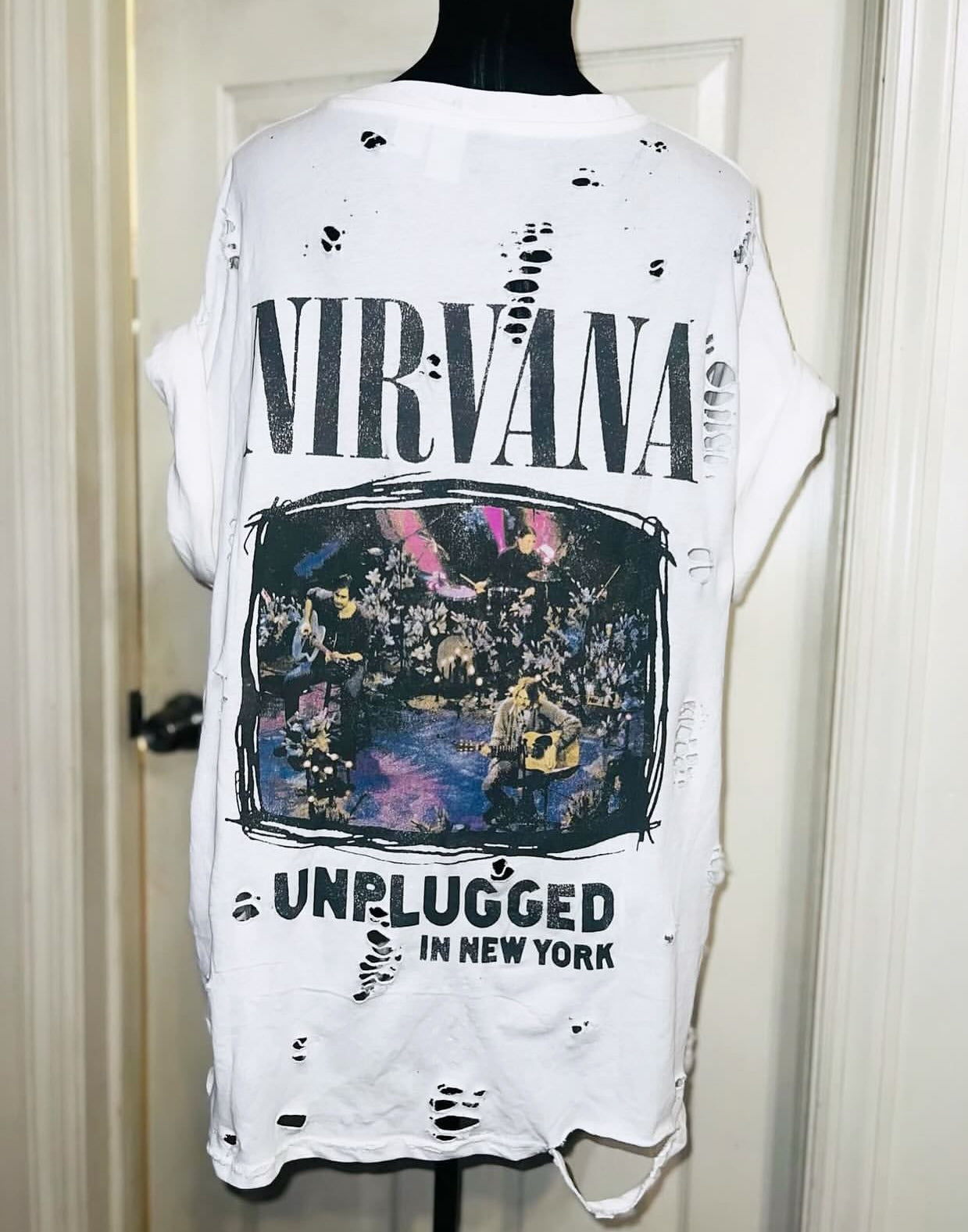 Nirvana Double Sided Oversized Distressed Tee