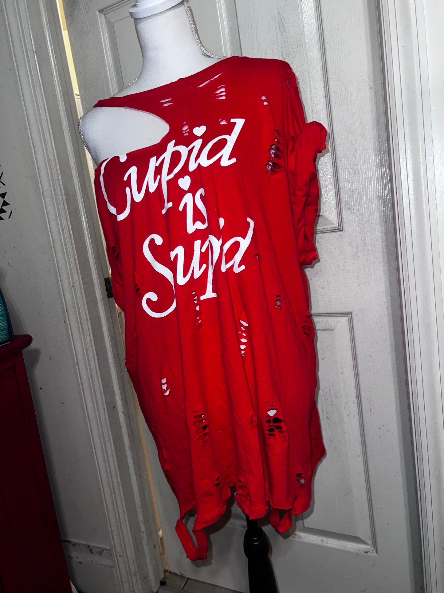 Cupid is Stupid Oversized Distressed Tee