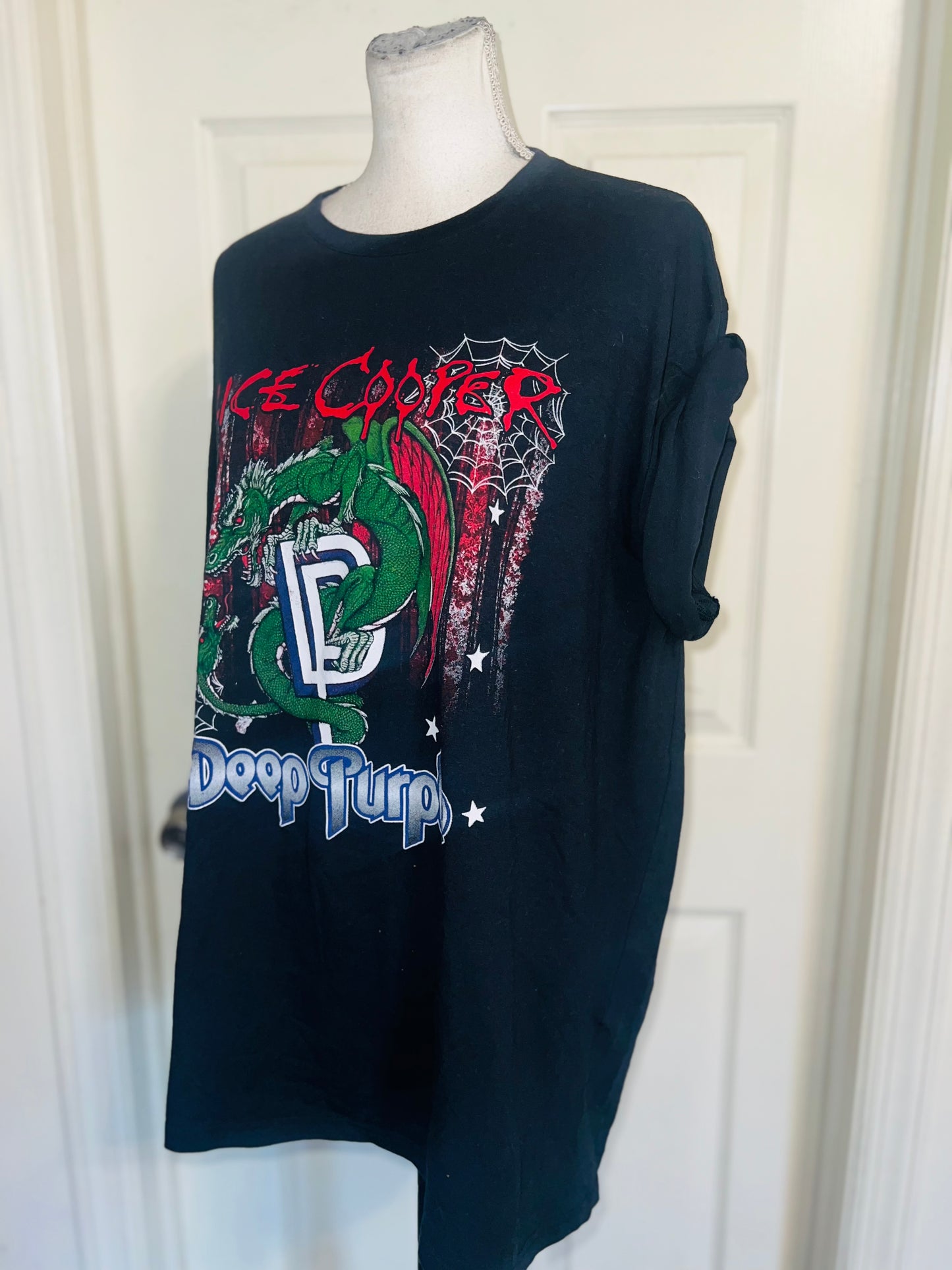 Alice Cooper and Deep Purple Double Sided Oversized Distressed Tee