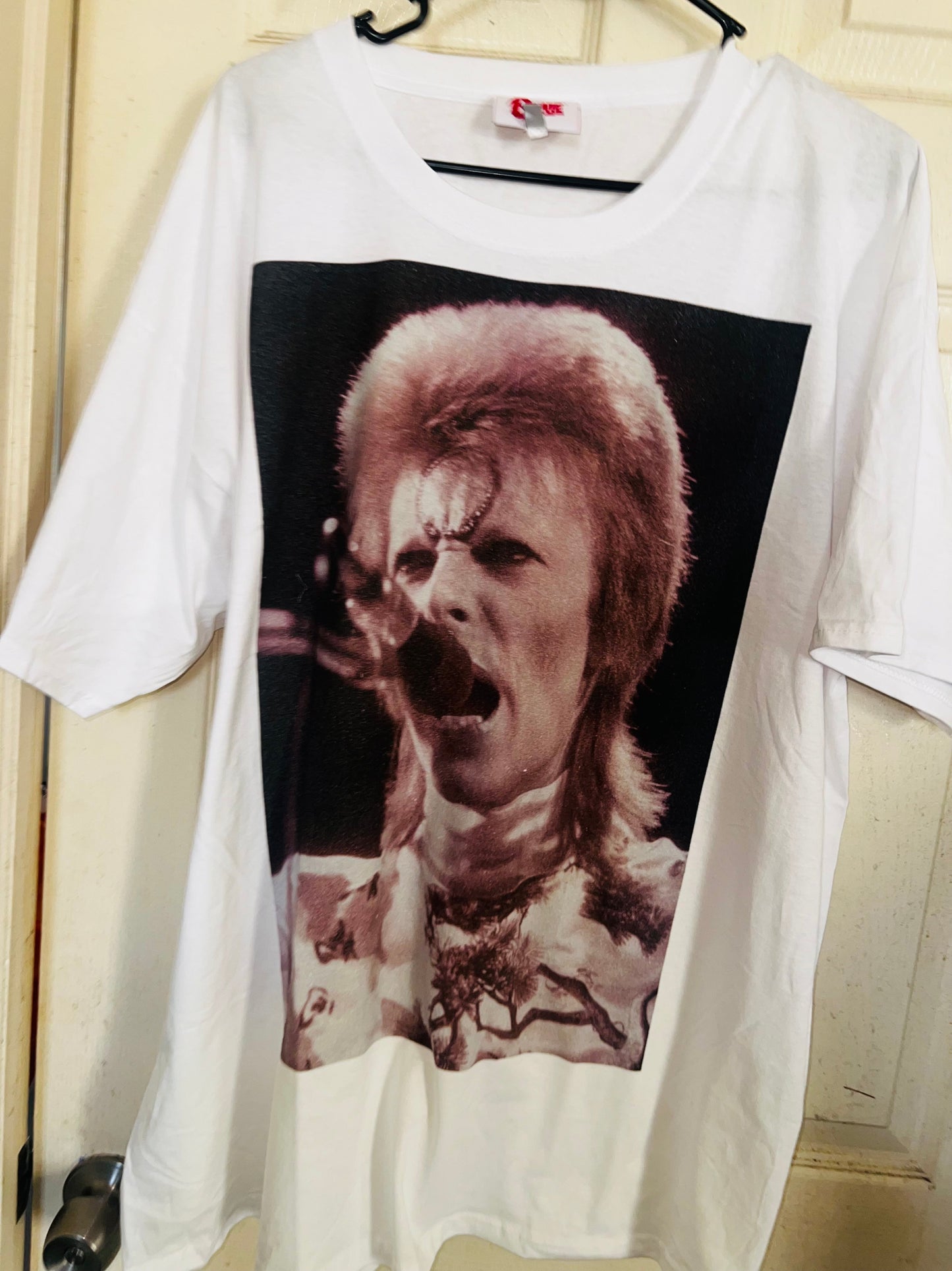 David Bowie Black & White Oversized Distressed Tee