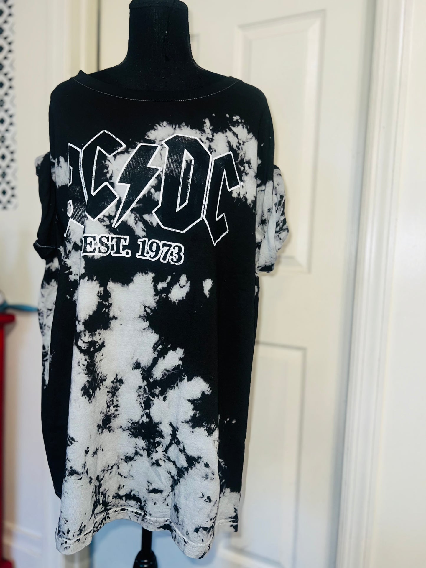 AC/DC Tie Dye Oversized Distressed Tee