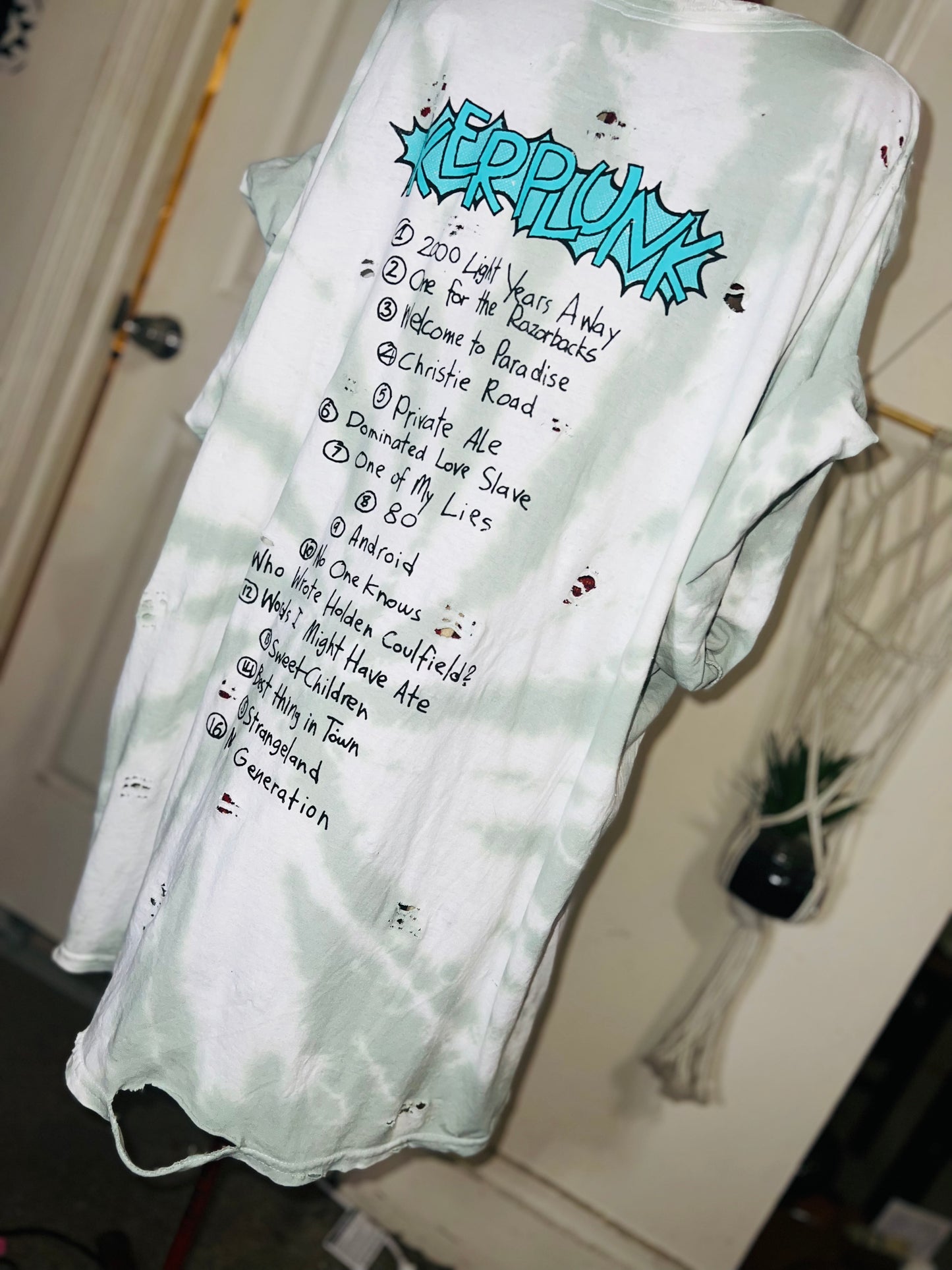Green Day Tie Dye Double Sided Distressed Tee