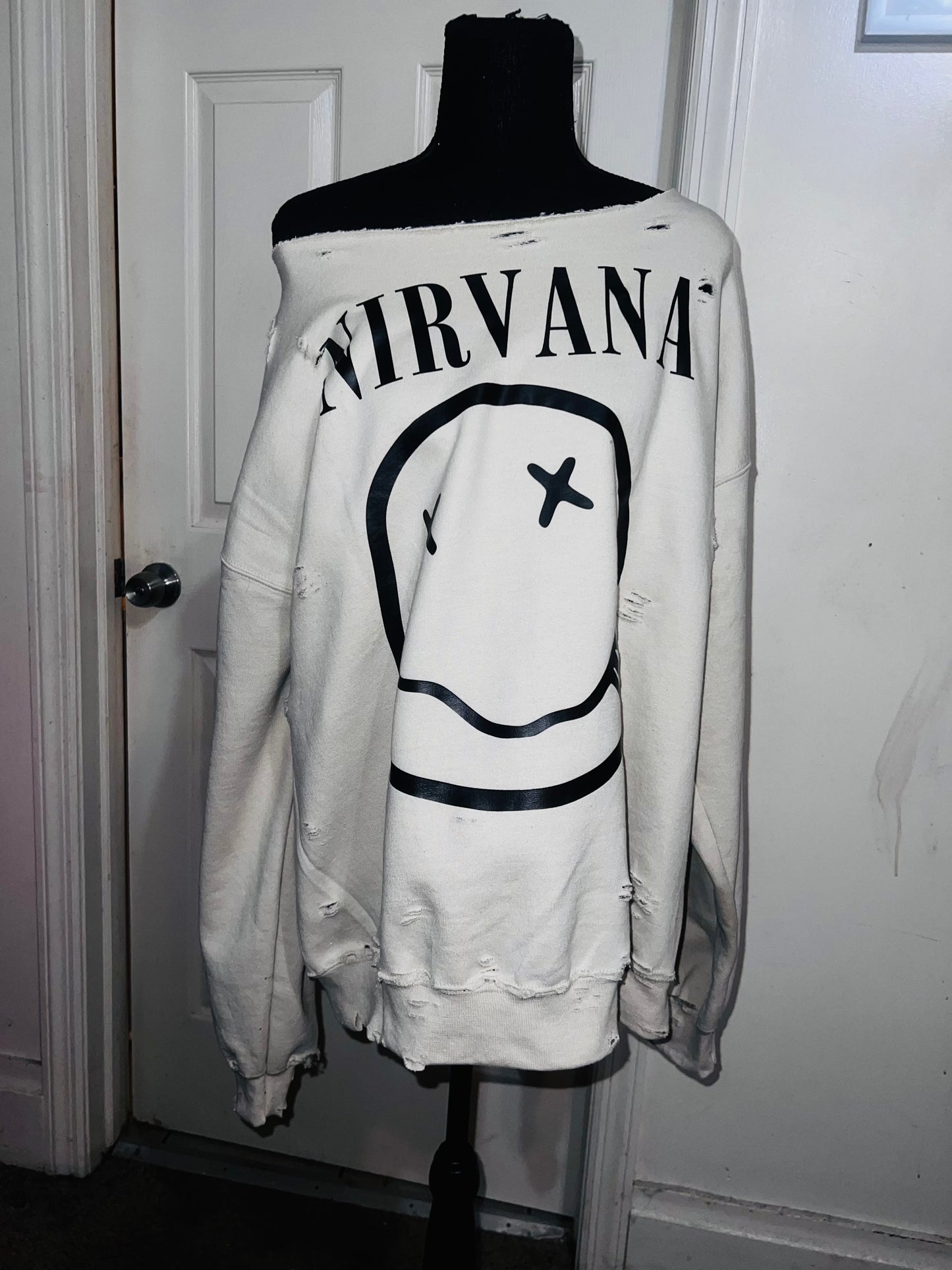 Nirvana Oversized Distressed Sweatshirt