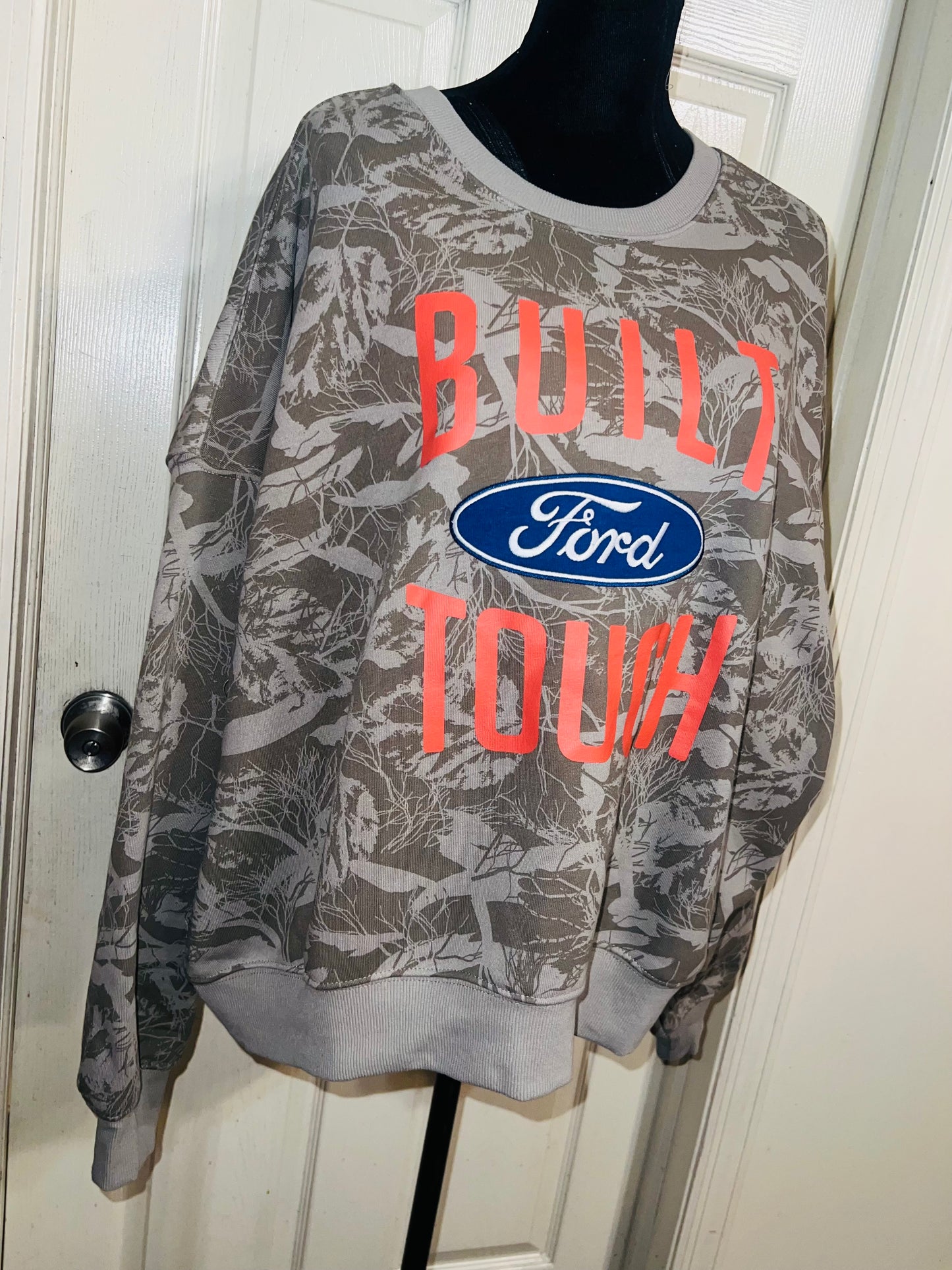 Ford Oversized Distressed Camo Sweatshirt