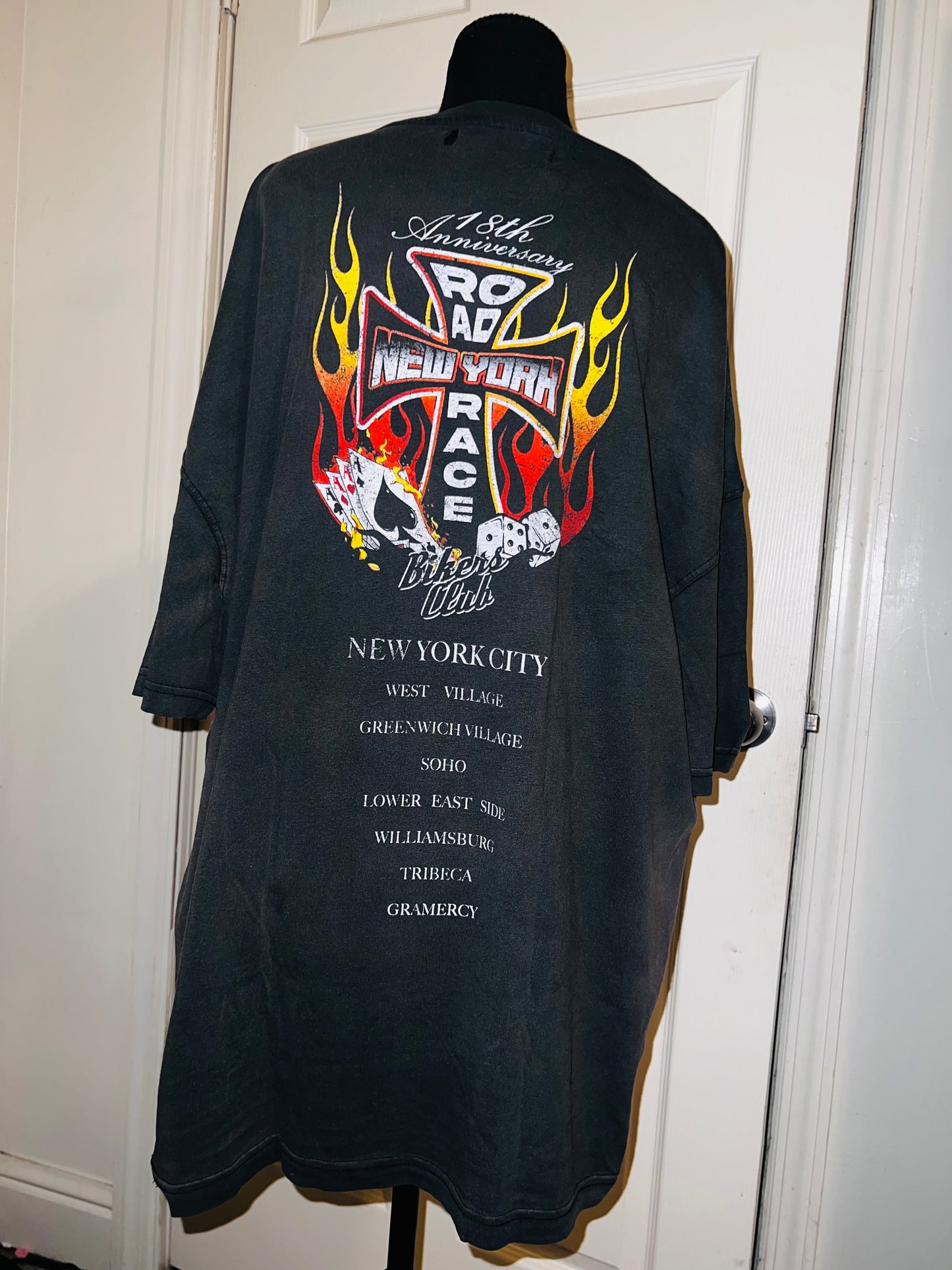 Bikers Club Road Race 18th Anniversary Vintage Oversized Distressed Tee