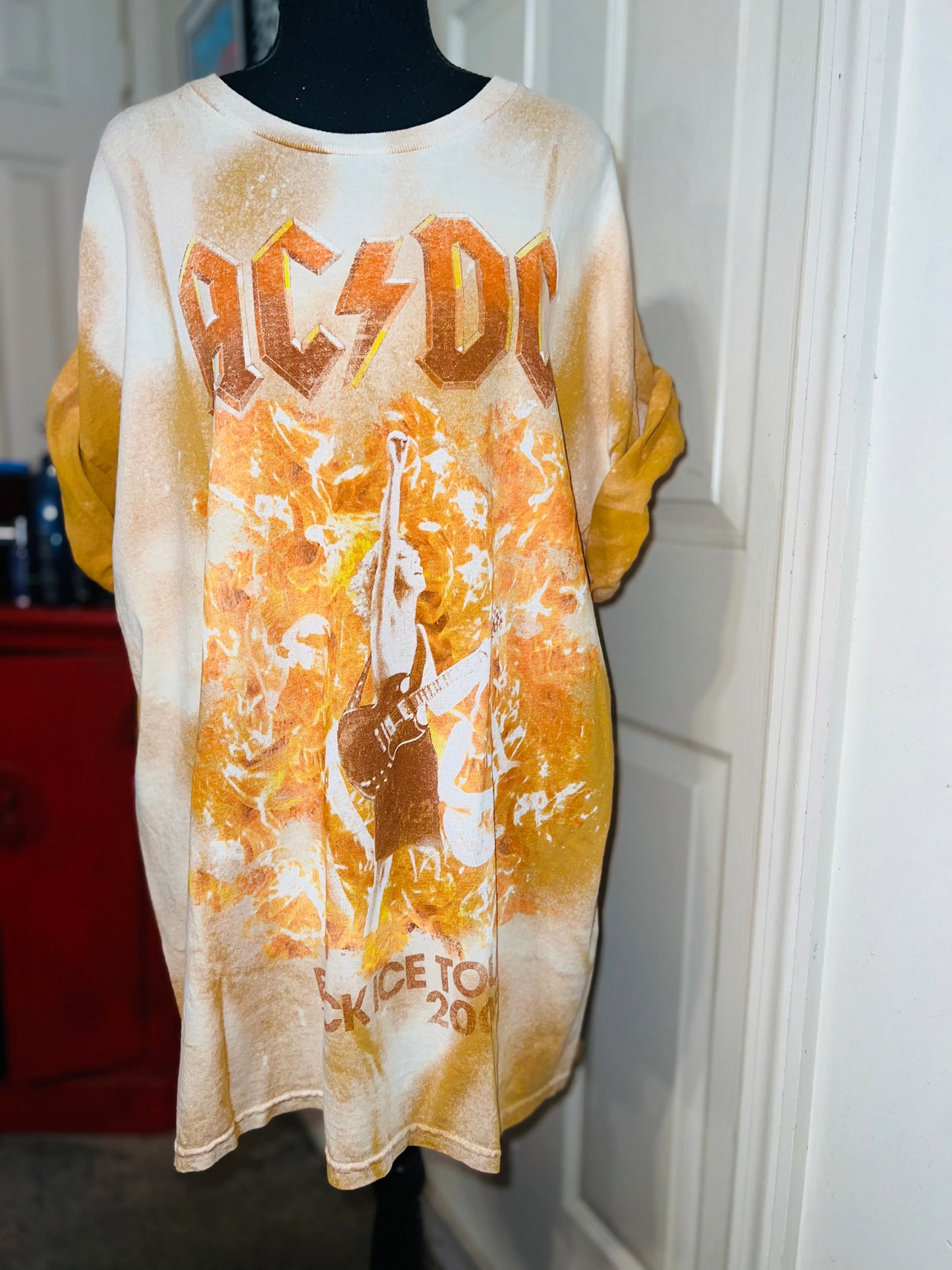AC/DC Bleached Oversized Distressed Tee