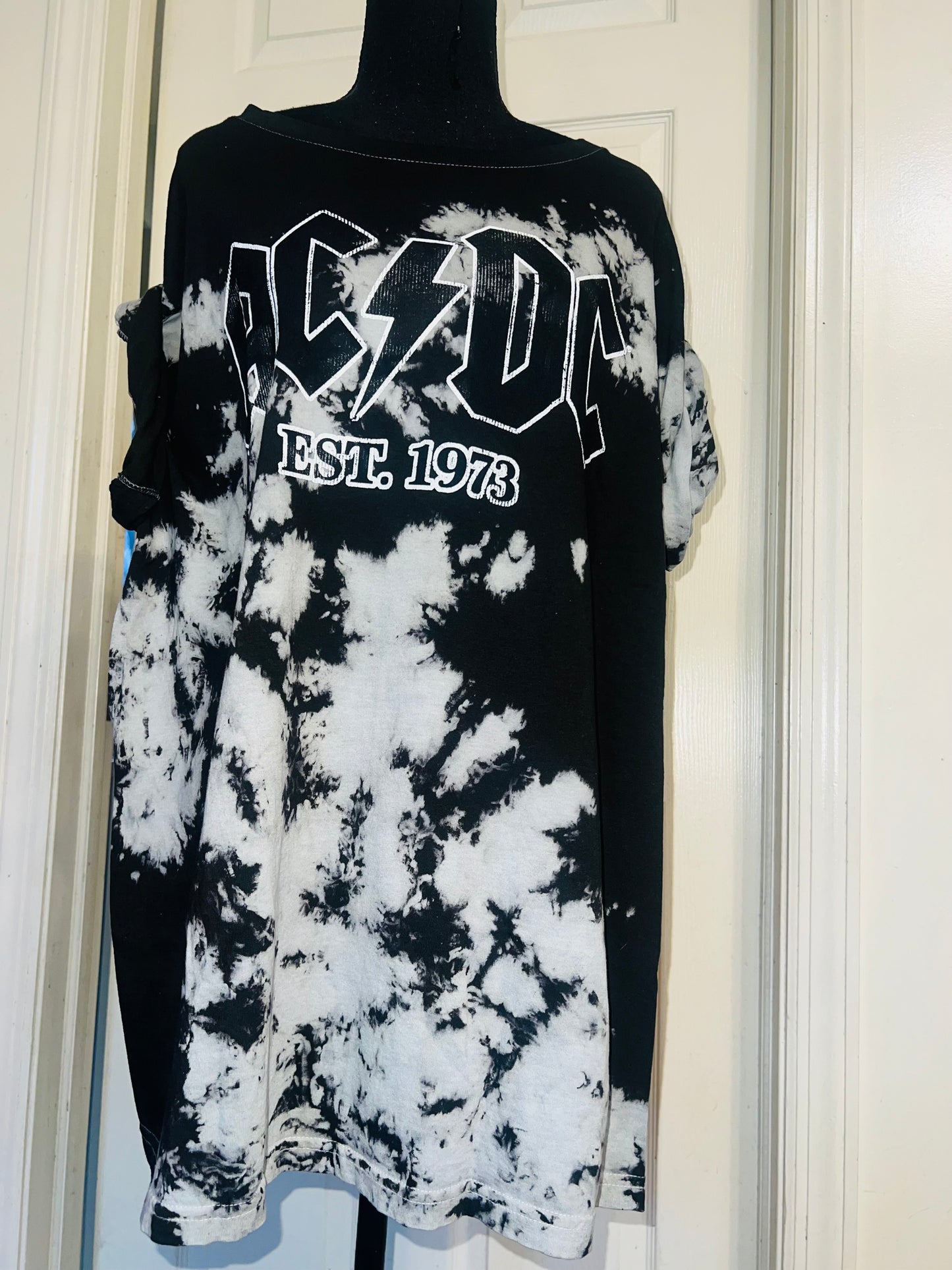 AC/DC Tie Dye Oversized Distressed Tee