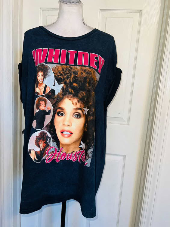 Whitney Houston Double Sided Oversized Distressed Tee