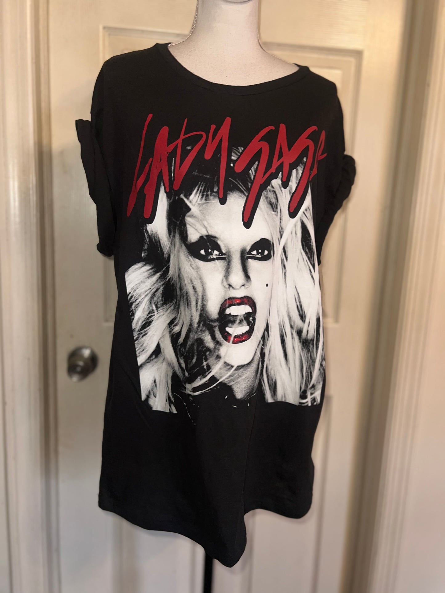 Lady Gaga Oversized Distressed Tee